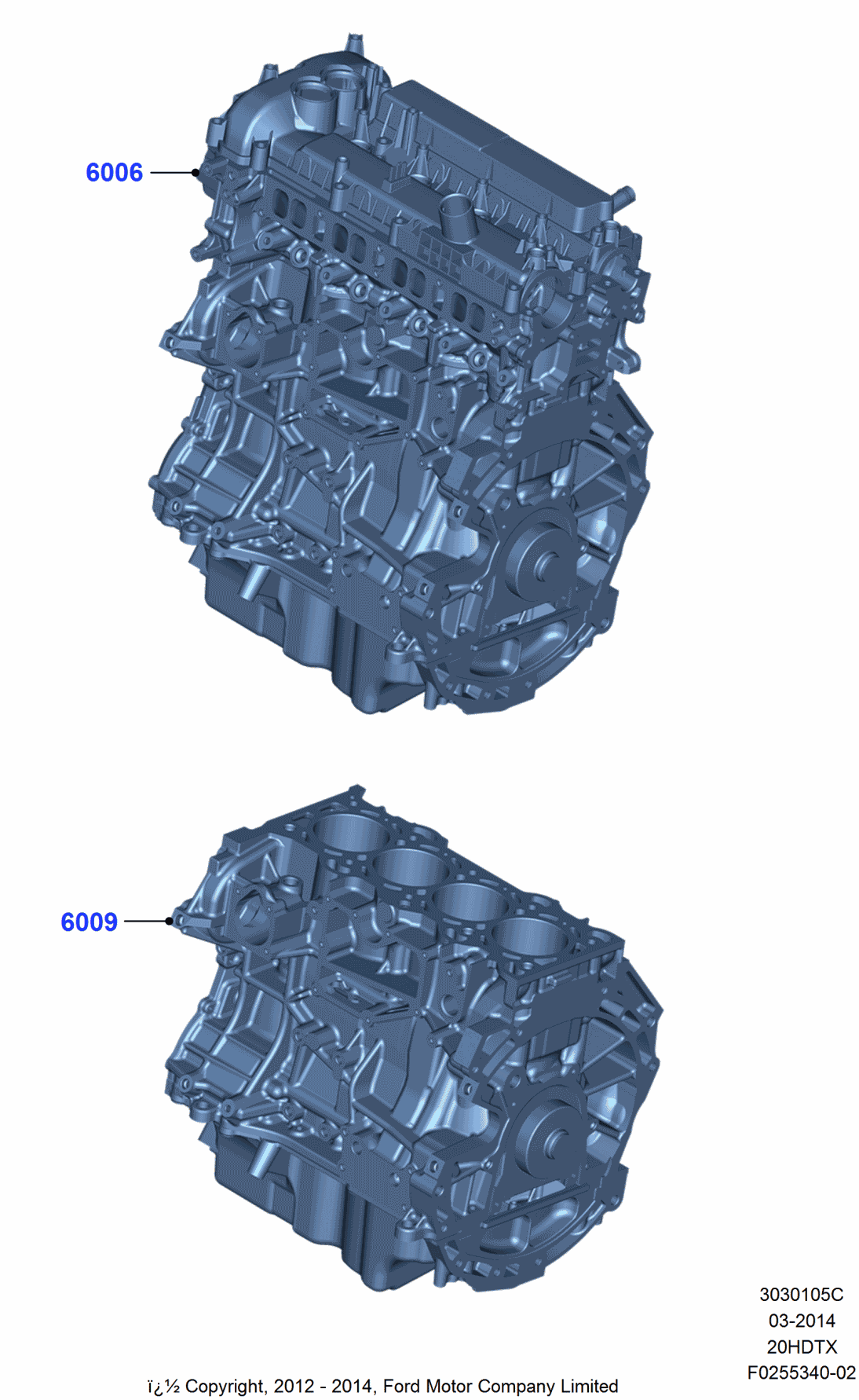 Ford CJ5Z-6006-H Service Engine Assembly