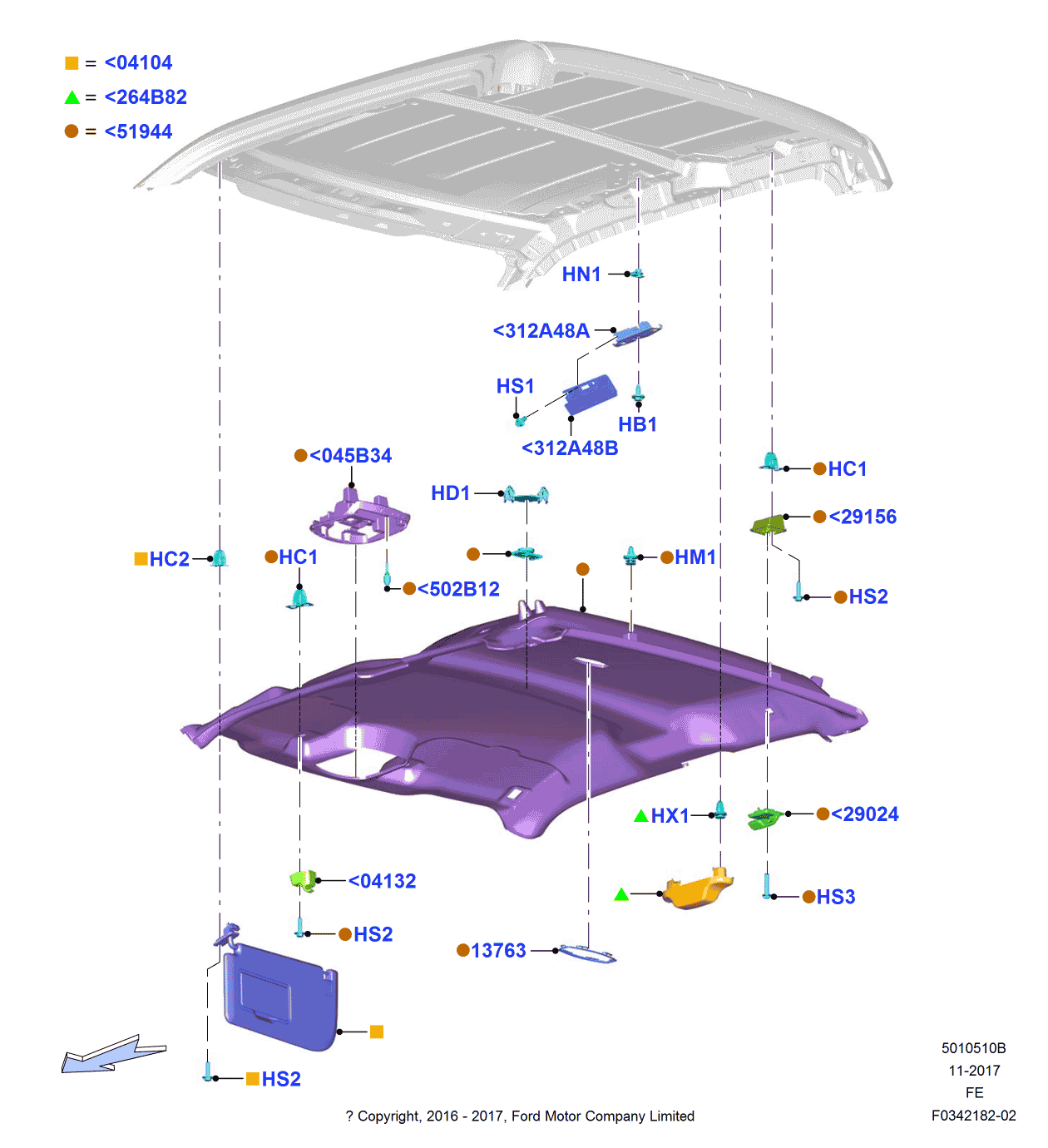 Ford HC3Z-2851944-HD Headlining - Roof