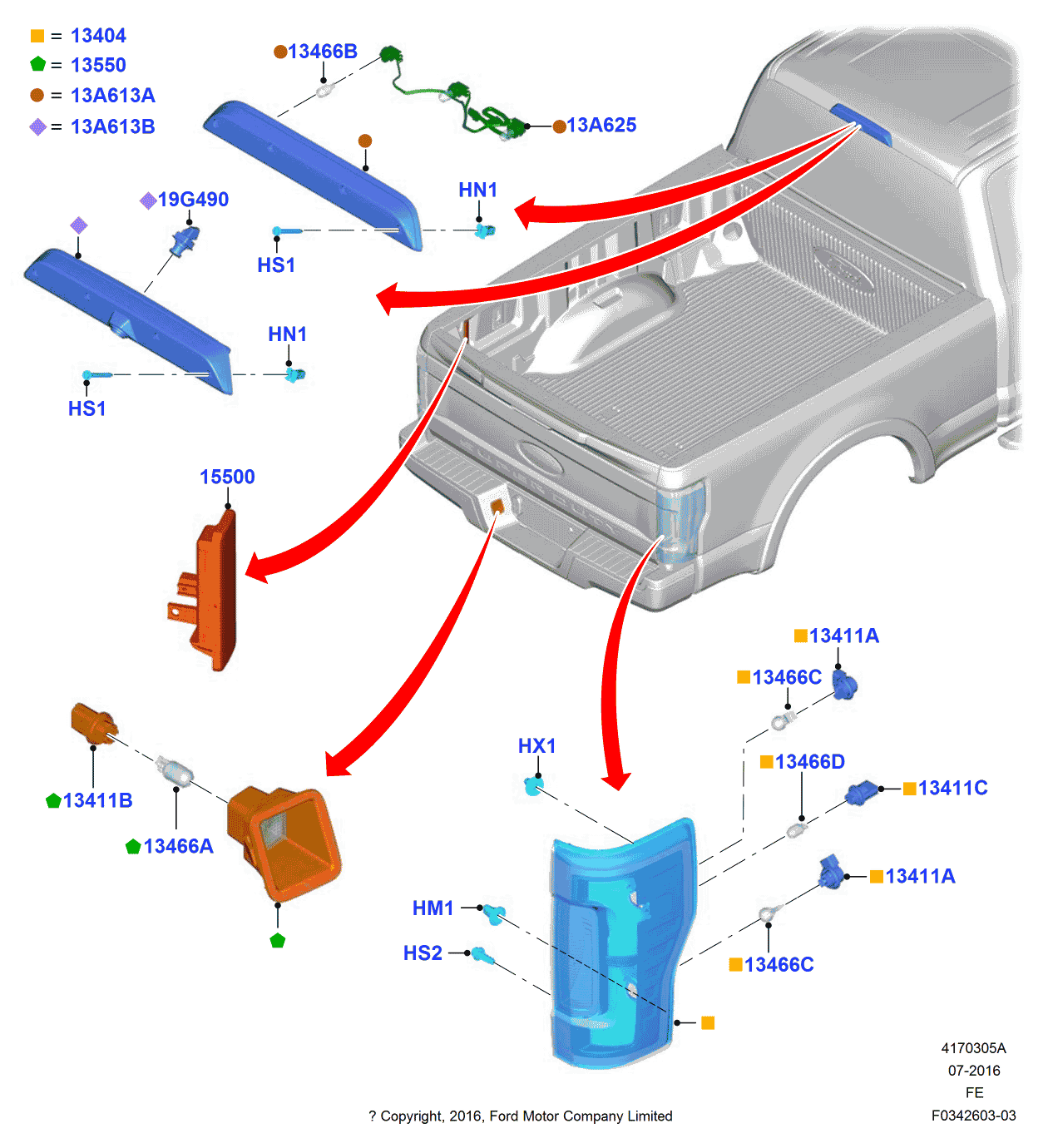 Ford HC3Z-13A613-A Lamp Assembly - Rear - High Mounted