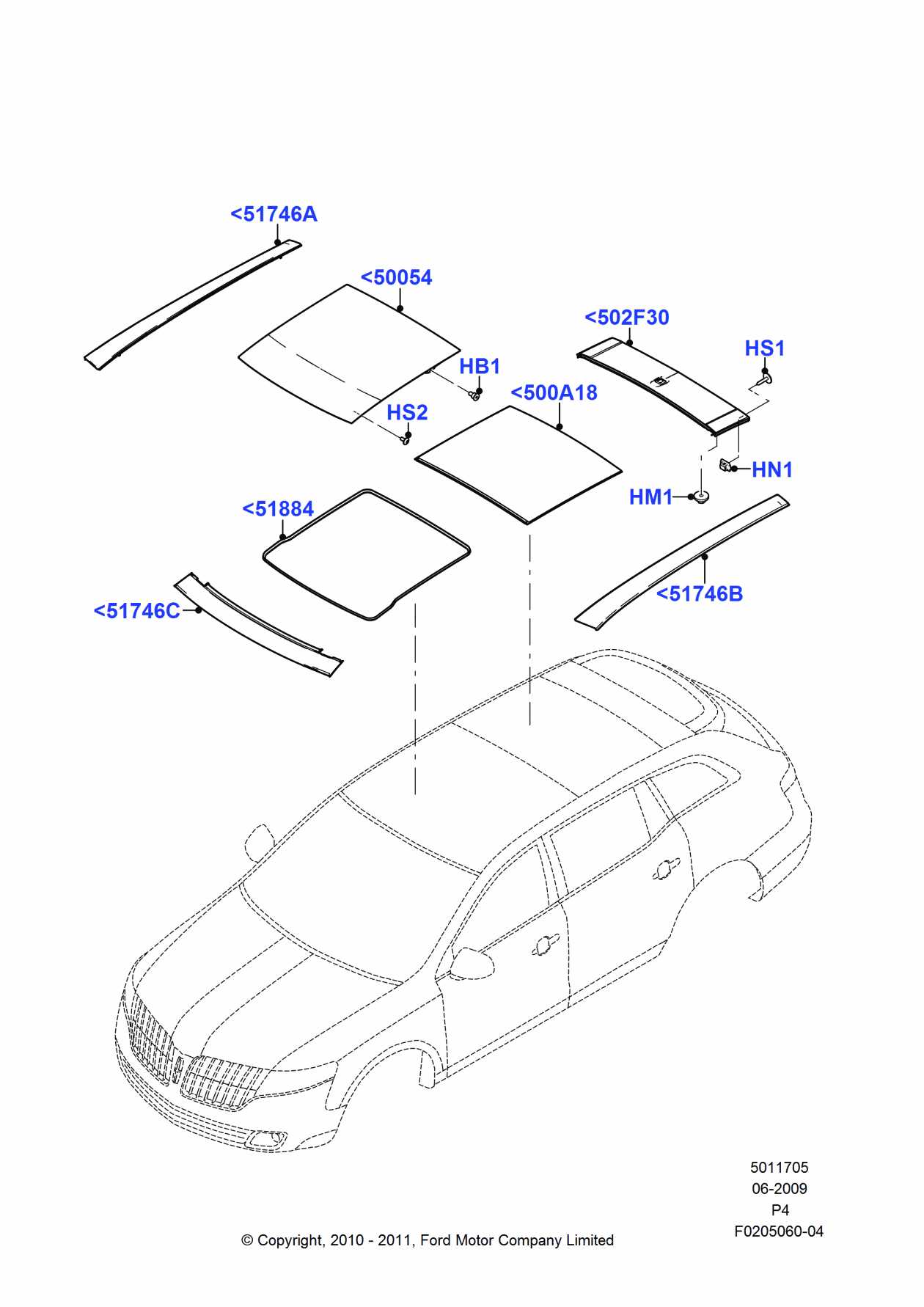 Ford FE9Z-7451940-A Panel Assembly - Roof Trim - Front