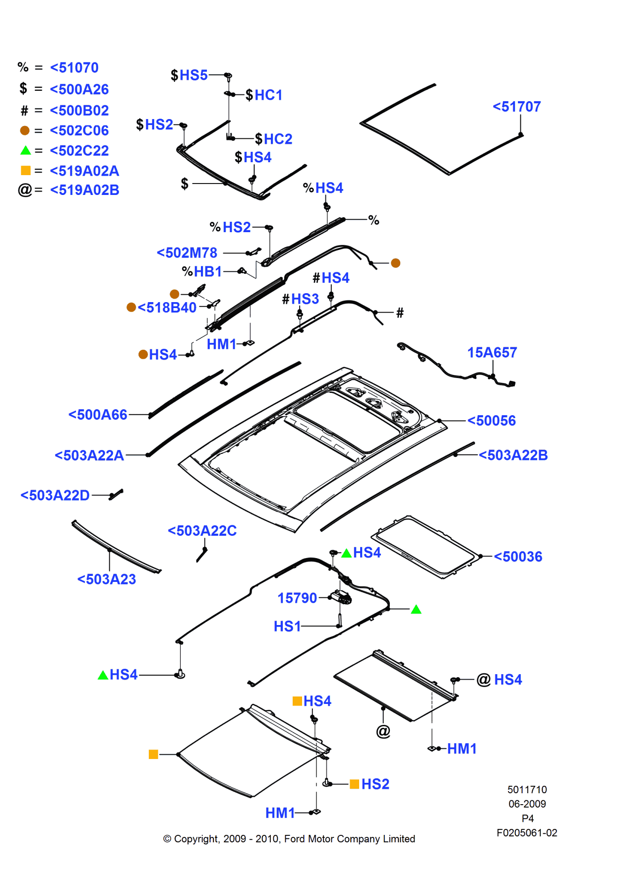 Ford GE9Z-7450056-A Frame - Sliding Roof Panel Opening
