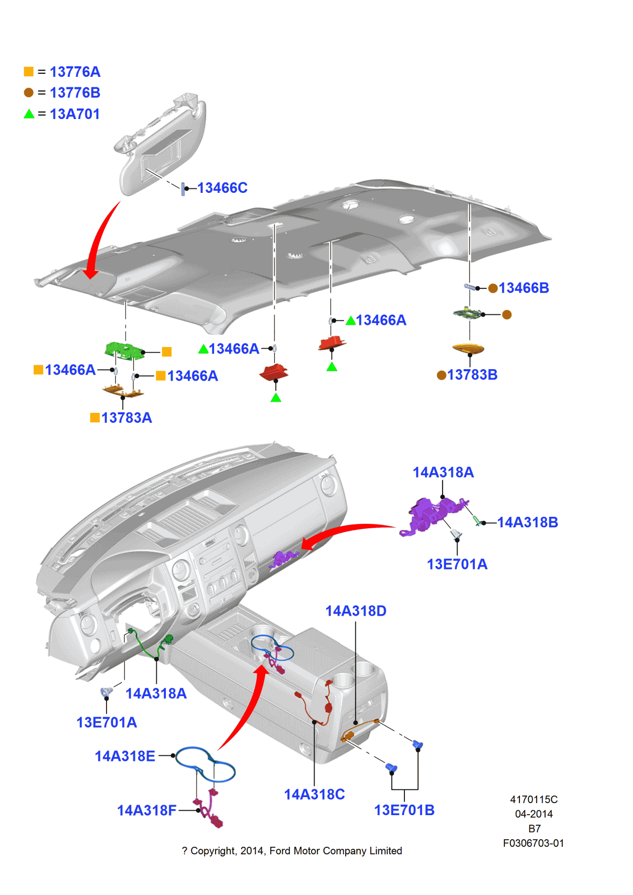 Ford FL1Z-13E701-BC Lamp Assembly - Interior