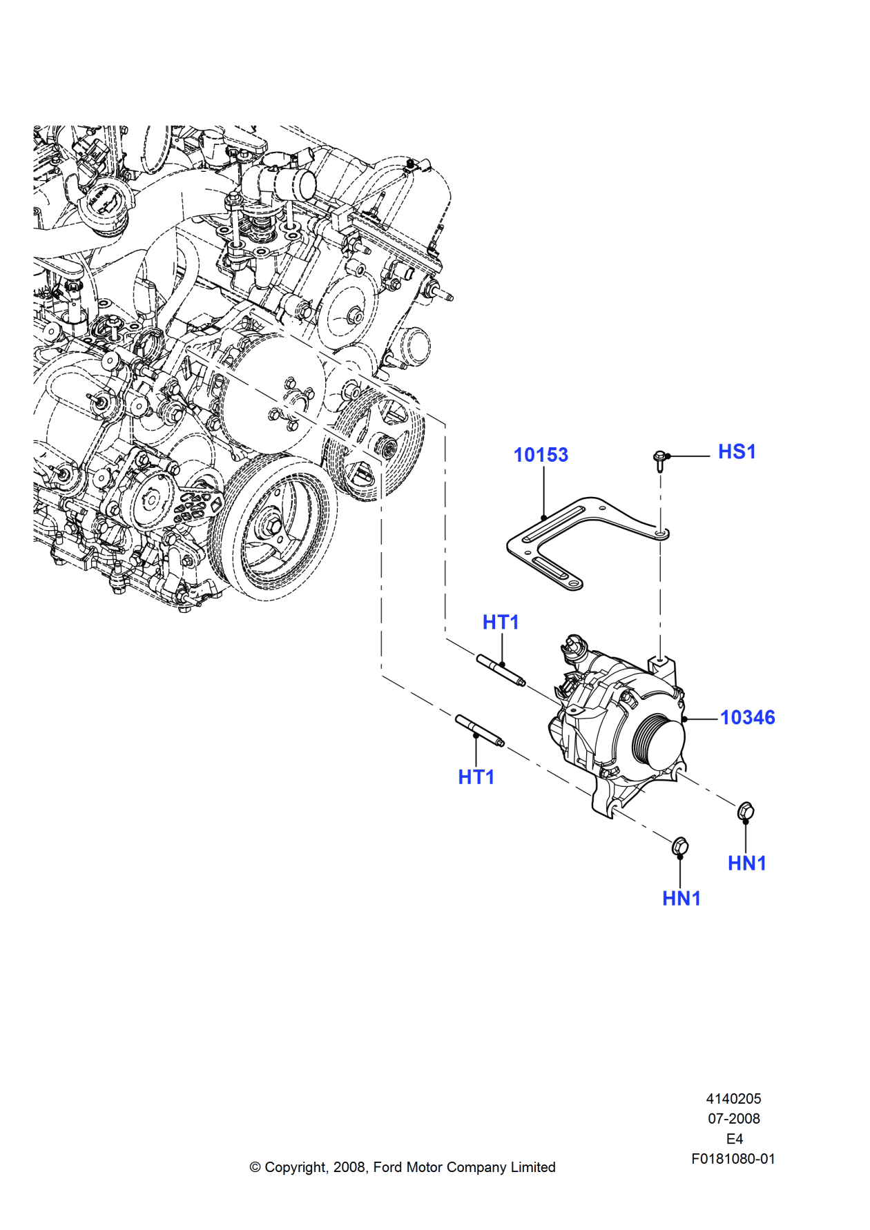 Ford HU2Z-10V346-CKRM Alternator Assembly