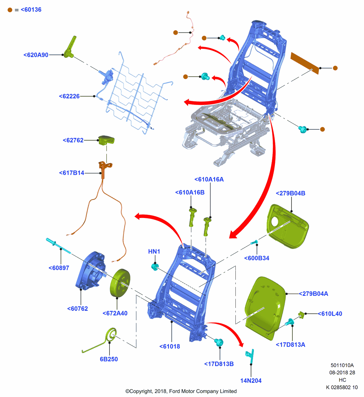 Ford KT1Z-6160136-A Back Assembly - Seat, Passenger Side
