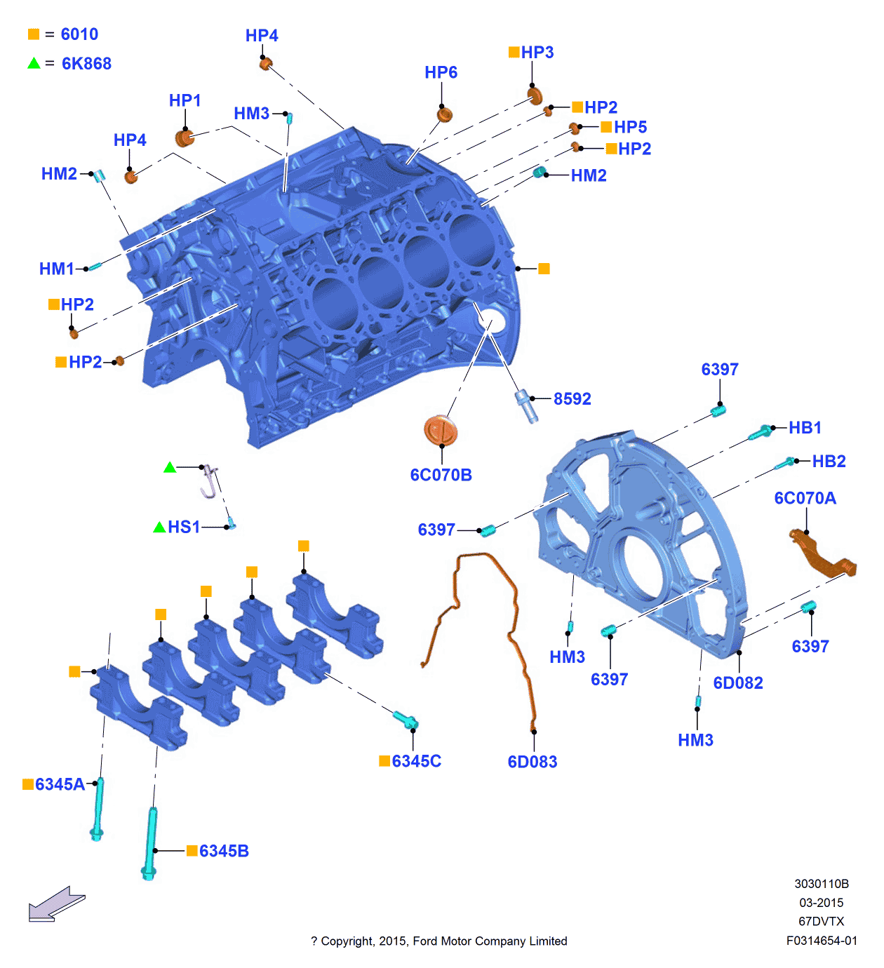 Ford HC3Z-6010-A Cylinder Block