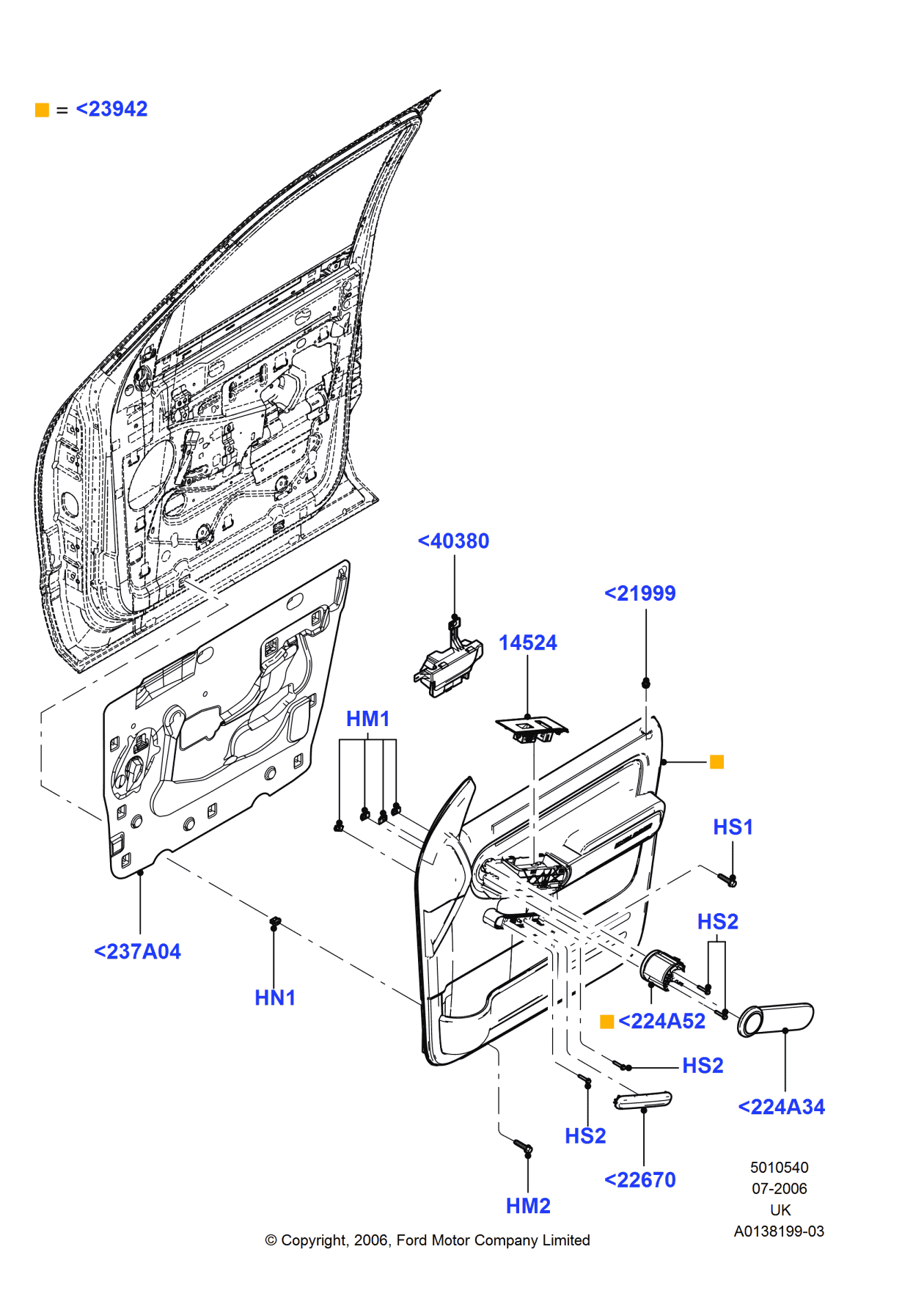 Ford 6L2Z-7823942-BAC Panel Assembly - Door Trim, Passenger Side