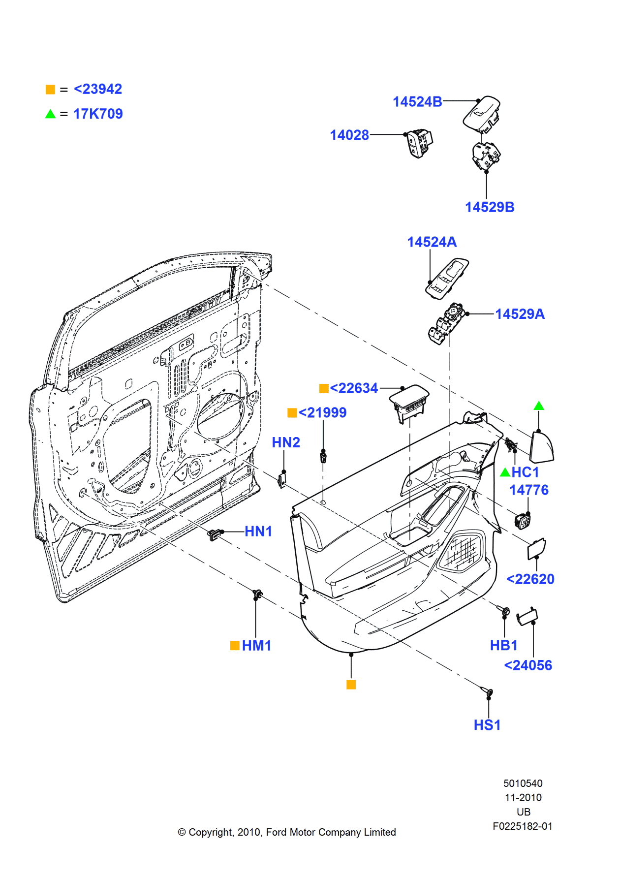 Ford EB5Z-7823943-BC Panel - Door Trim - Lower, Driver Side