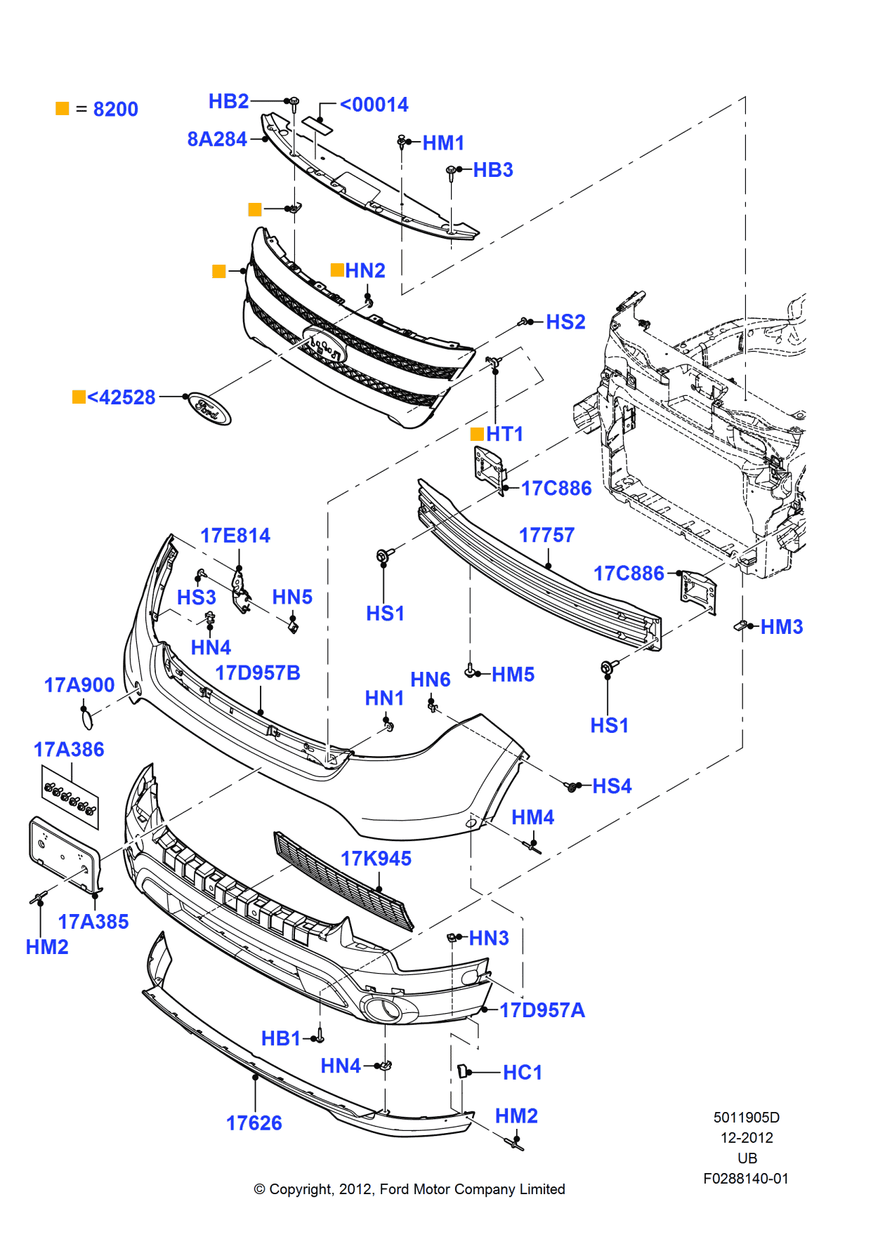 Ford BB5Z-17D957-CBCP Bumper Assembly - Front