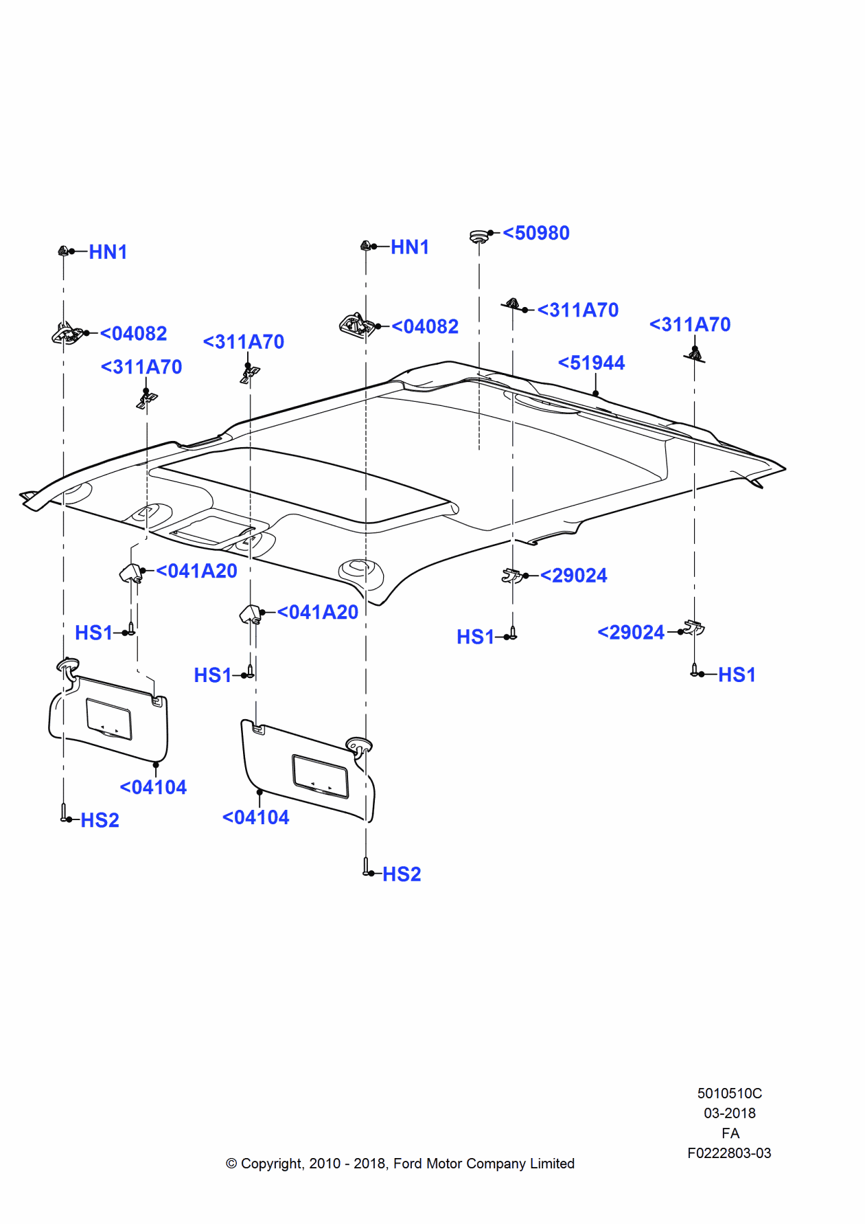 Ford BC3Z-2651944-FA Headlining - Roof