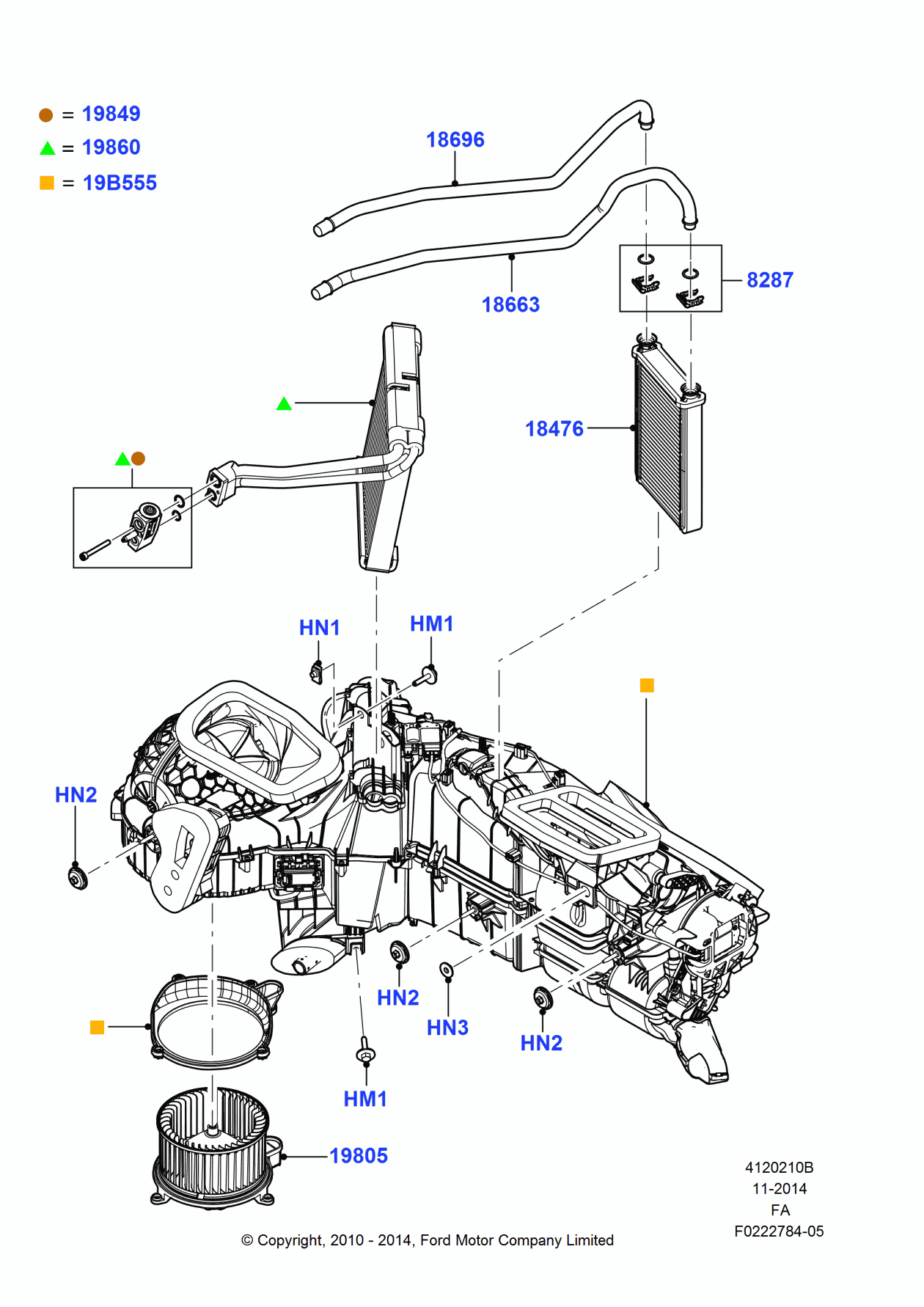 Ford BC3Z-19B555-R Evaporator And Housing Assembly