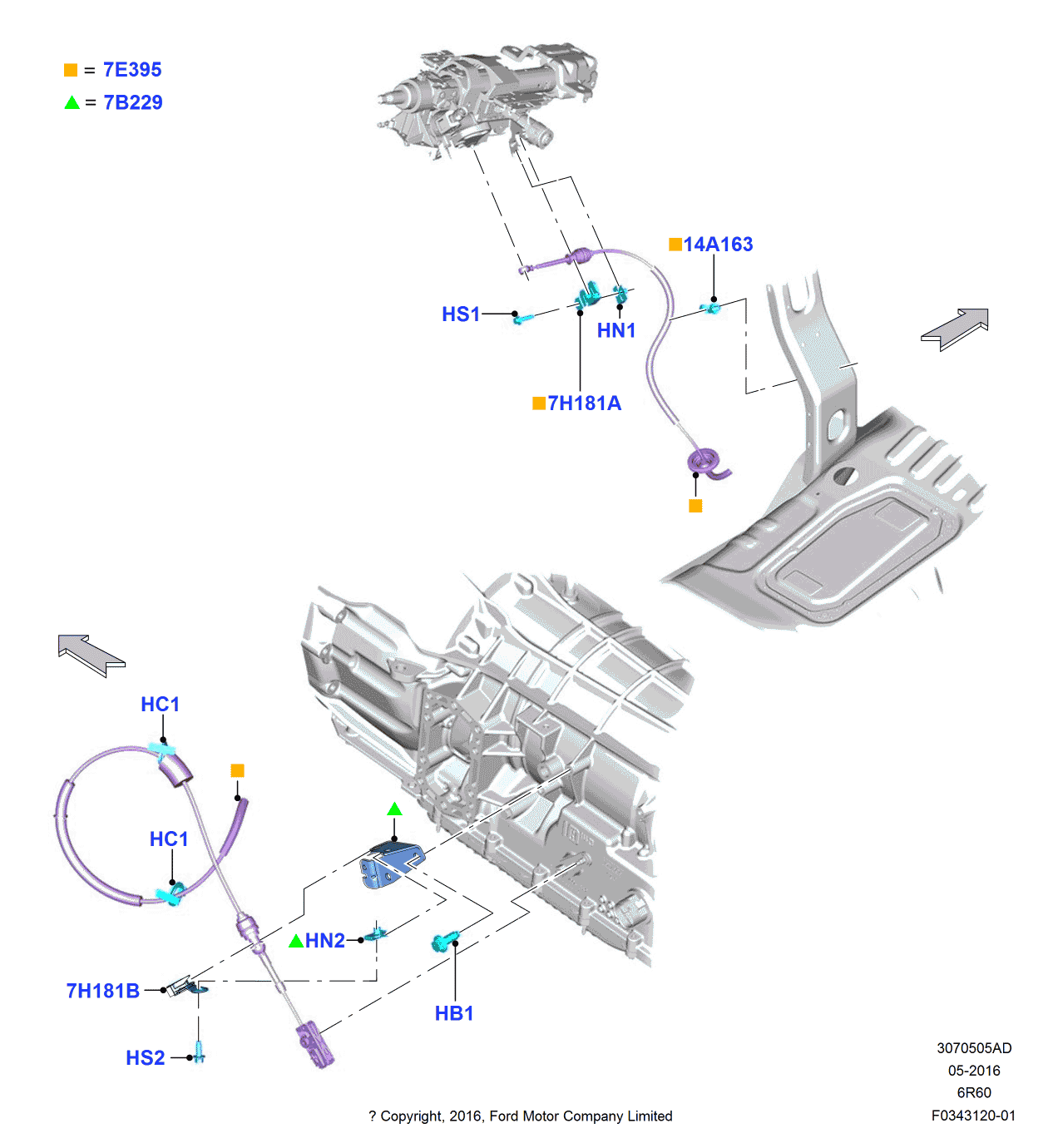 Ford JC3Z-7E395-B Cable Assembly - Selector Lever Control
