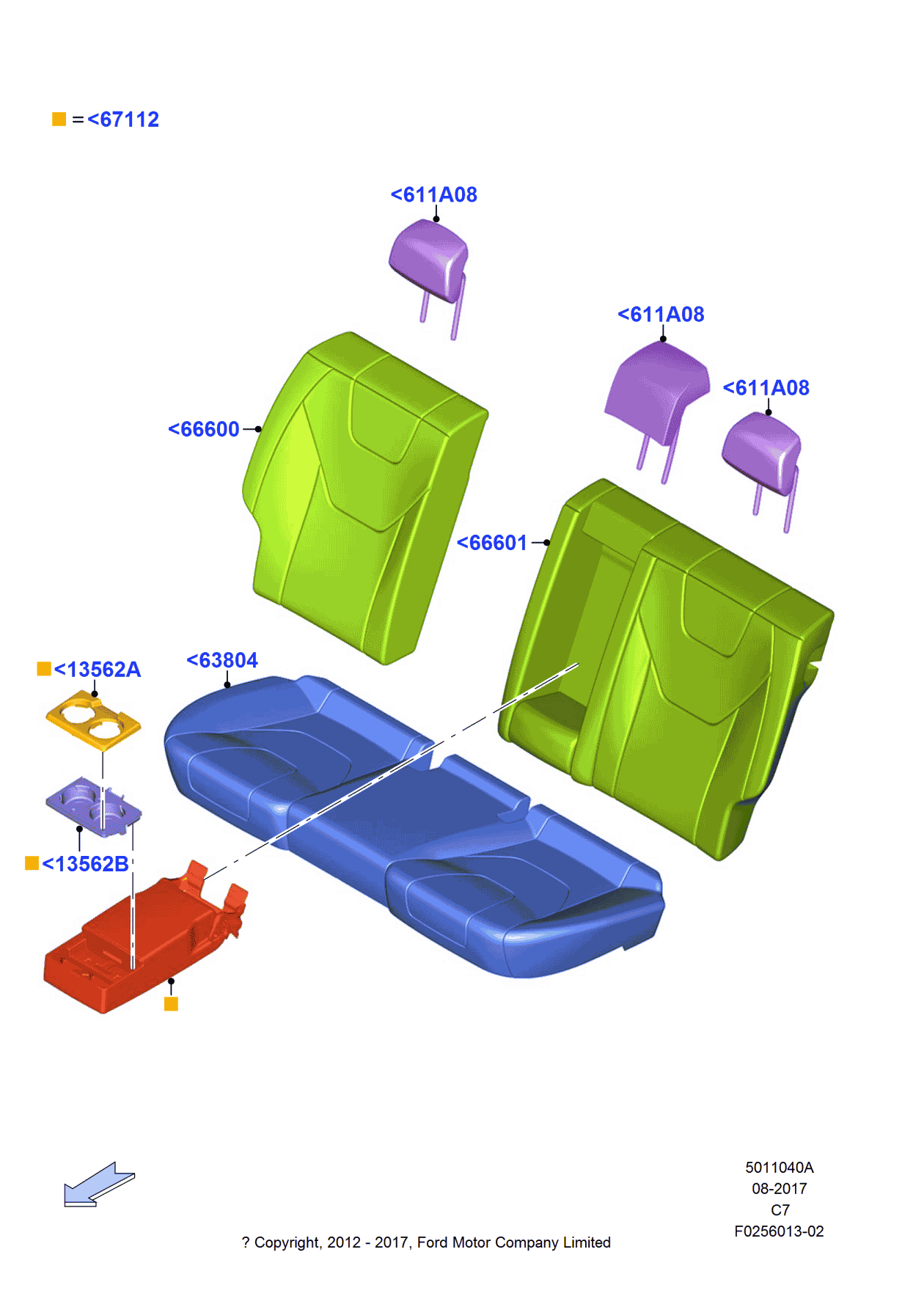 Ford ES7Z-5466600-KB Cover Assembly - Rear Seat Back, Passenger Side