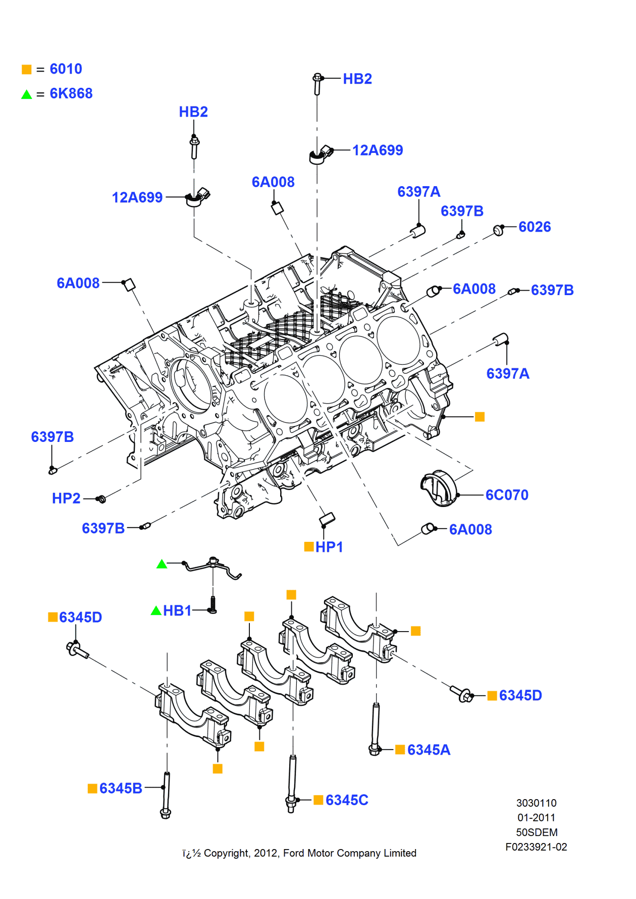 Ford BR3Z-6010-B Cylinder Block