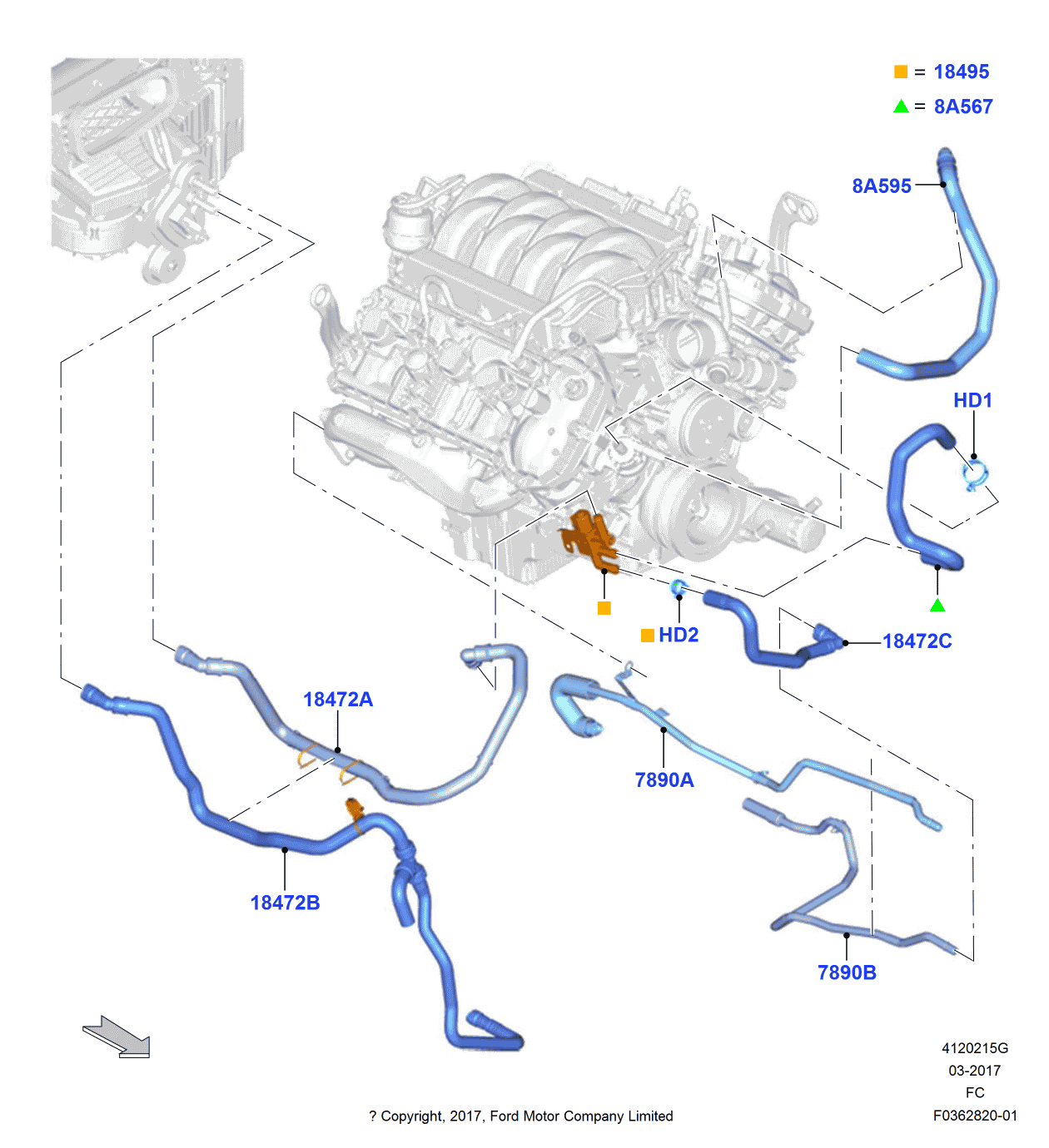 Ford JL3Z-18N345-CB Hose - Heater Water