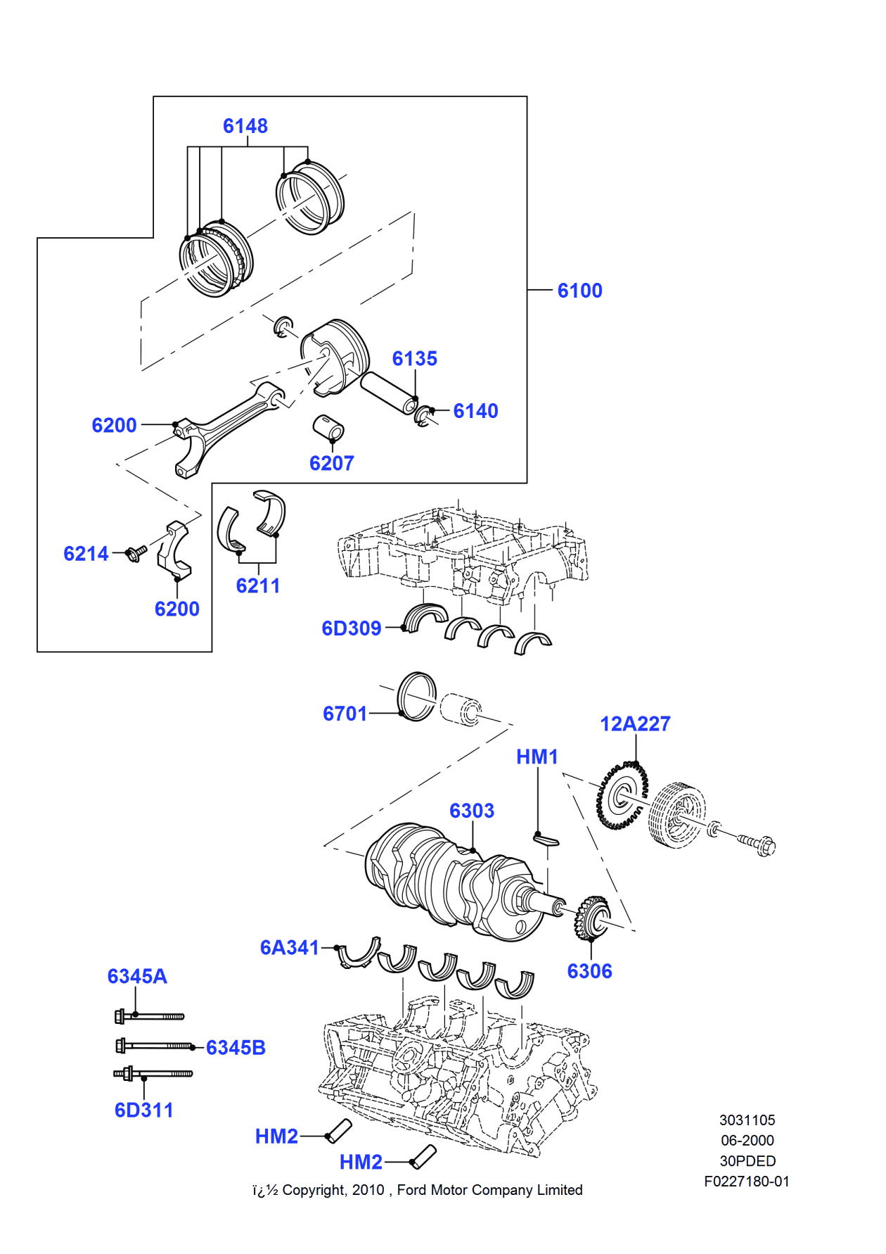 Ford XW4Z-6100-B Piston And Connecting Rod Assembly