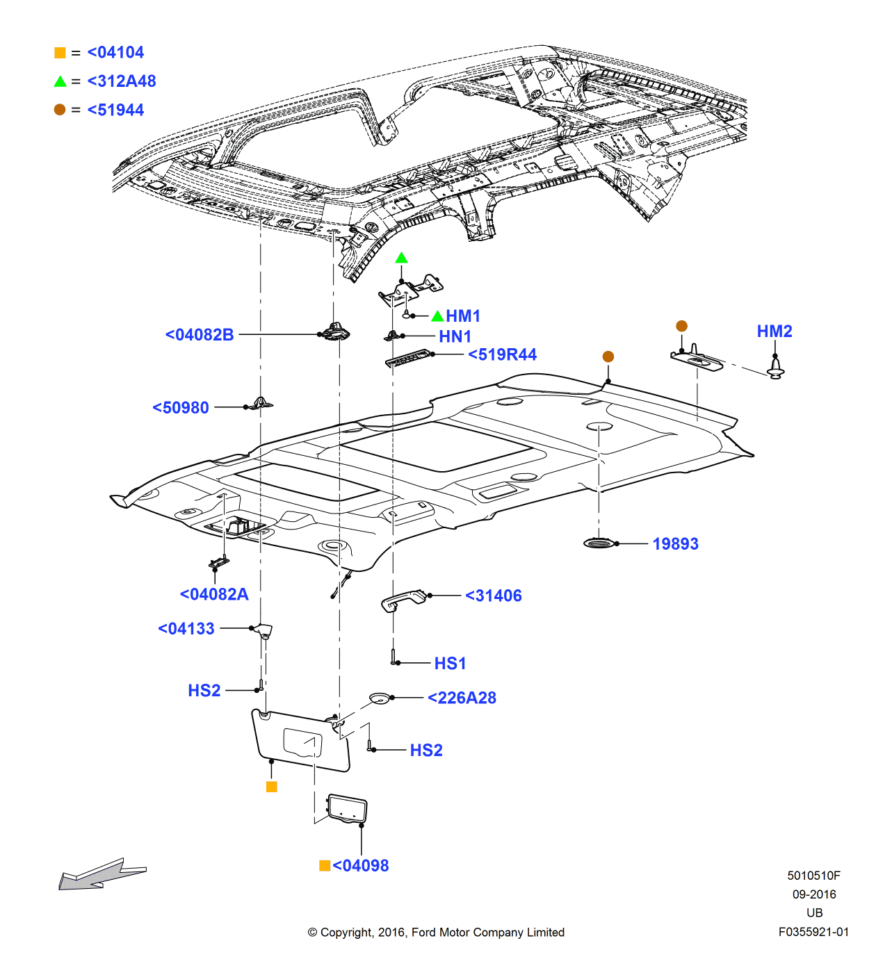 Ford FB5Z-7851944-TF Headlining - Roof
