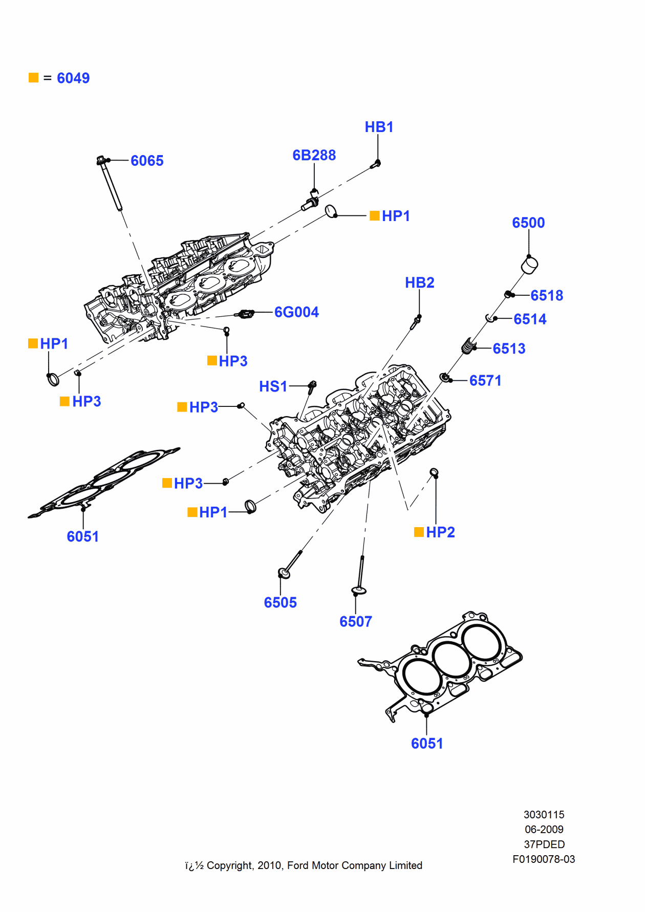 Ford 9T4Z-6049-A Cylinder Head Assembly, Driver Side