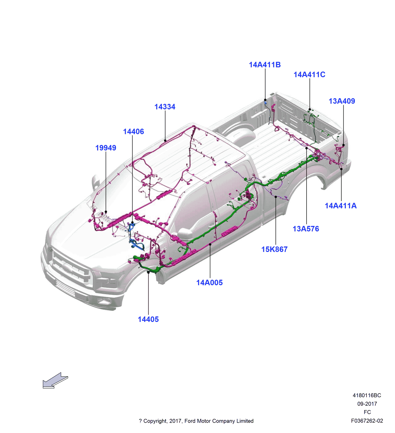 Ford GL3Z-14A412-G Wiring Assembly - Tailgate