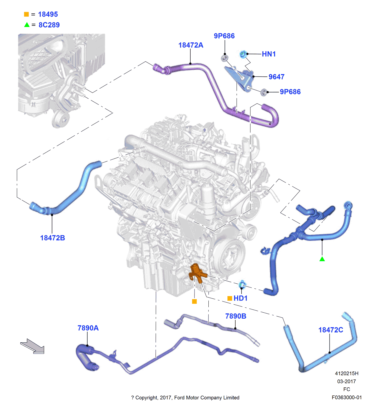 Ford JL3Z-7890-A Hose - Oil Cooler