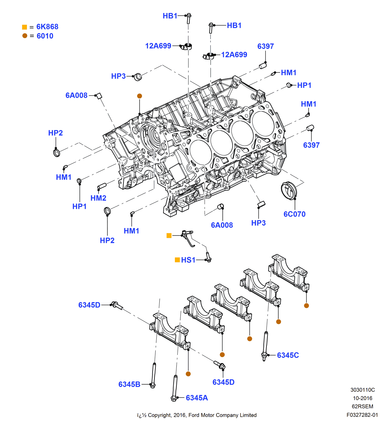 Ford AL3Z-6010-C Cylinder Block