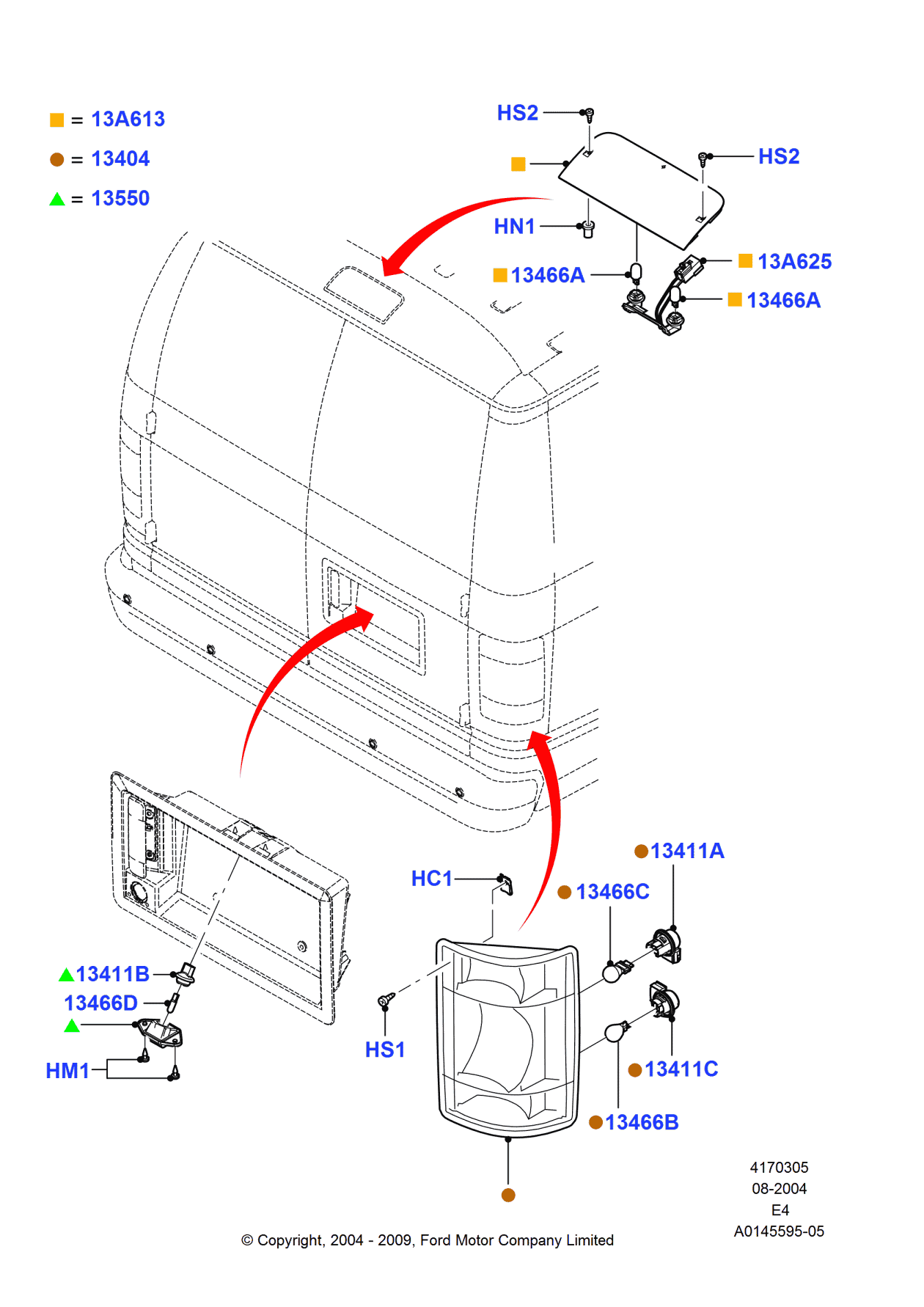 Ford 5C2Z-13404-AACP Lamp Assembly - Rear, Stop And Flasher, Passenger Side