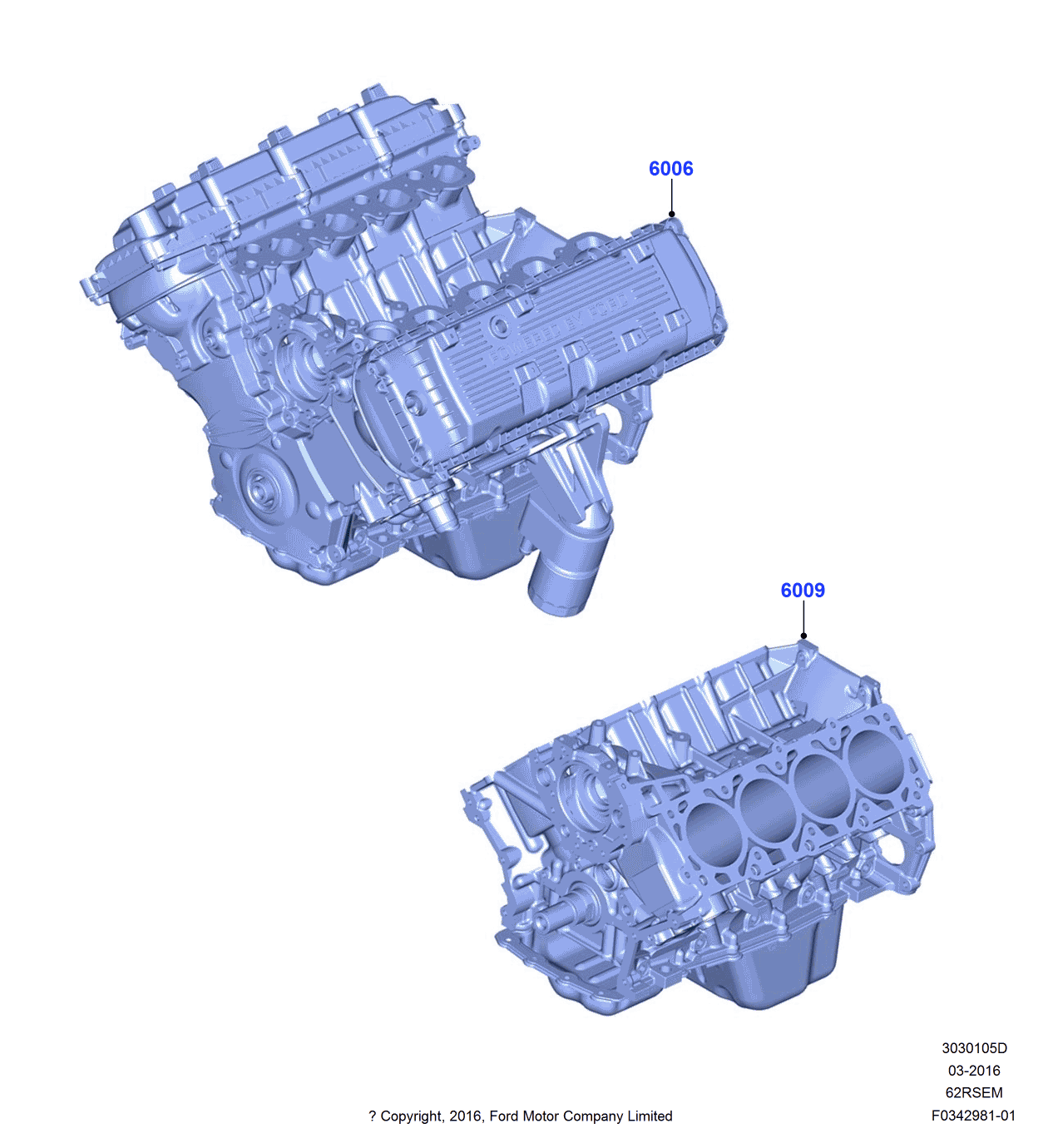 Ford HC3Z-6006-A Service Engine Assembly