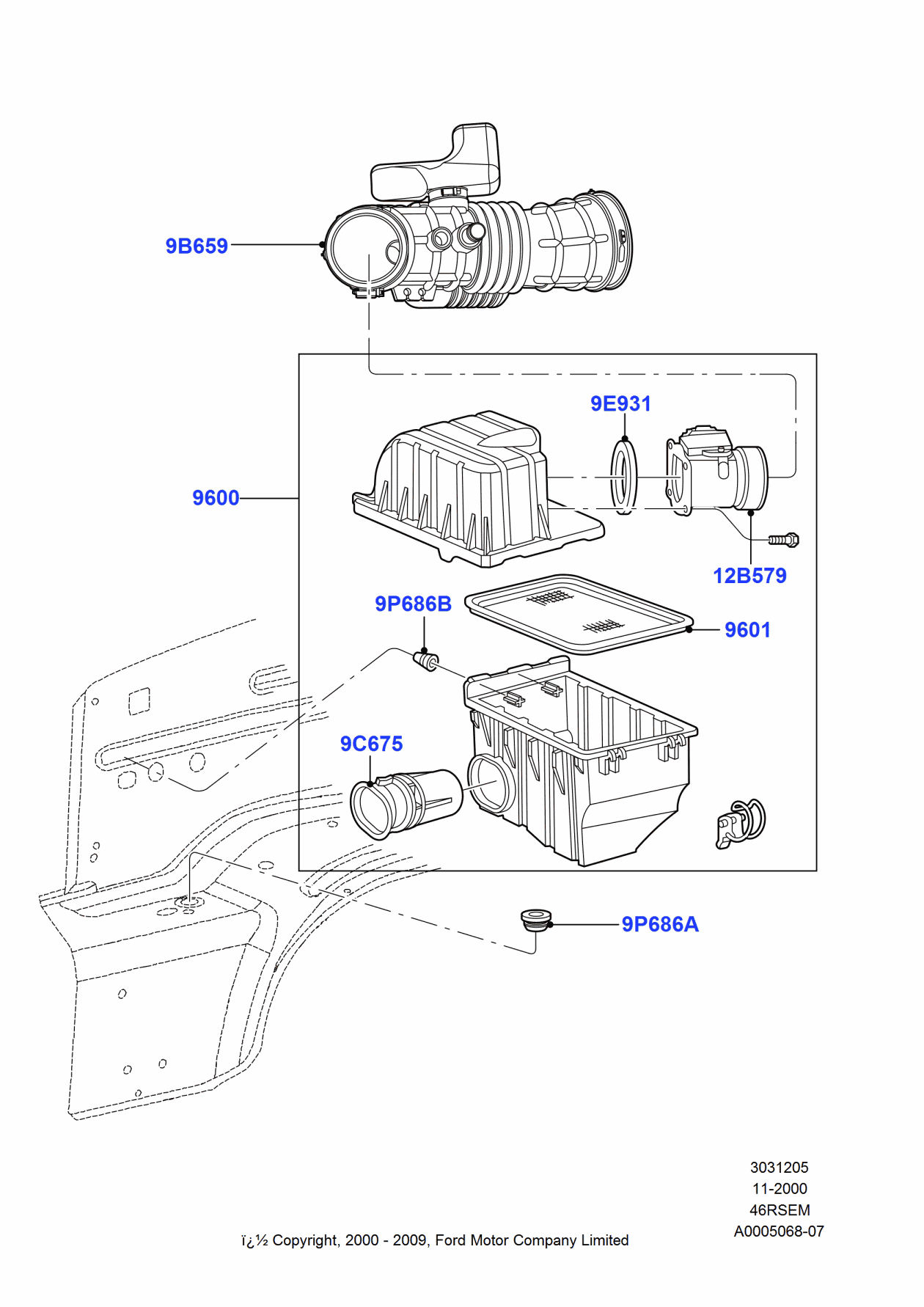 Ford 2L2Z-9C675-AA Tube - Air Cleaner Intake