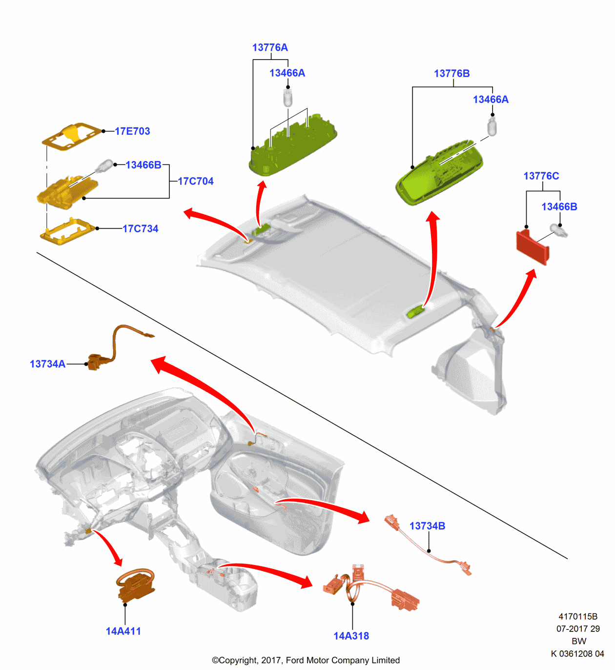Ford GN1Z-13E728-C Lens - Ambient Lighting, Passenger Side