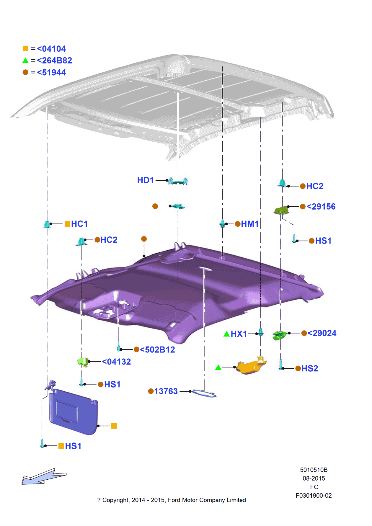 Ford FL3Z-1851944-BA Headlining - Roof
