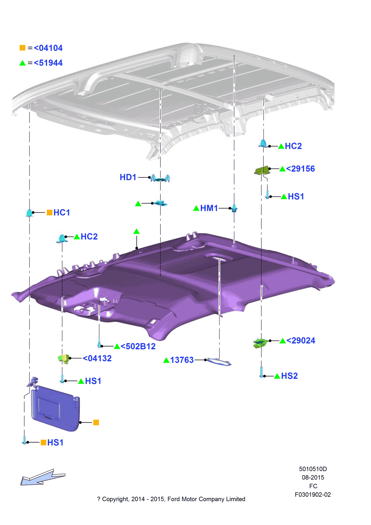 Ford FL3Z-1651944-HA Headlining - Roof
