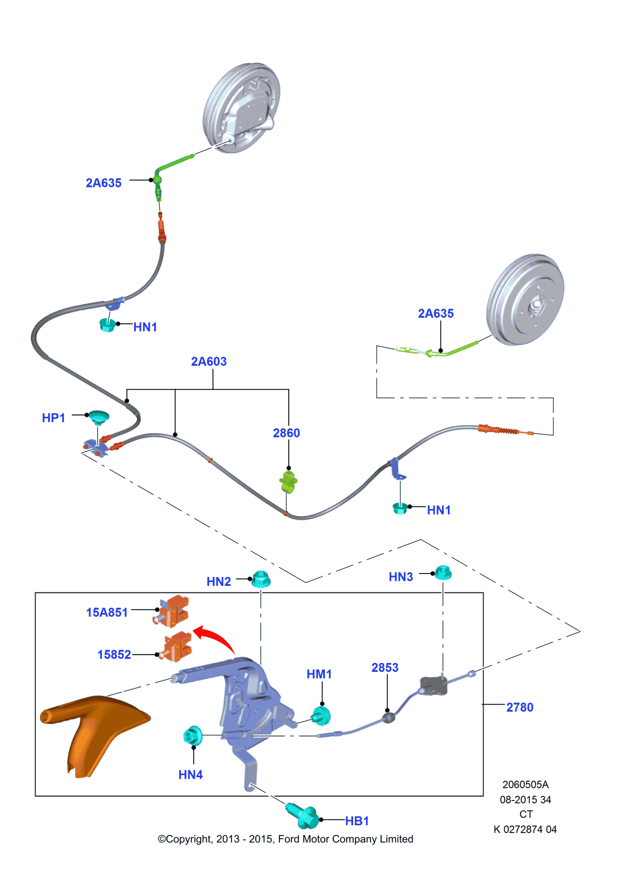 Ford AE8Z-2780-A Lever Assembly - Parking Brake