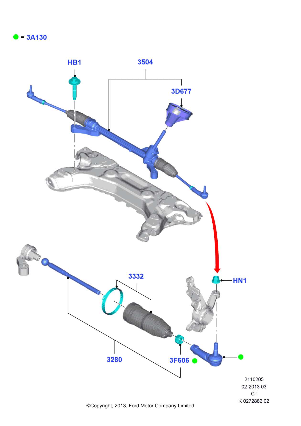 Ford AE8Z-3V504-FERM Gear - Rack And Pinion Steering