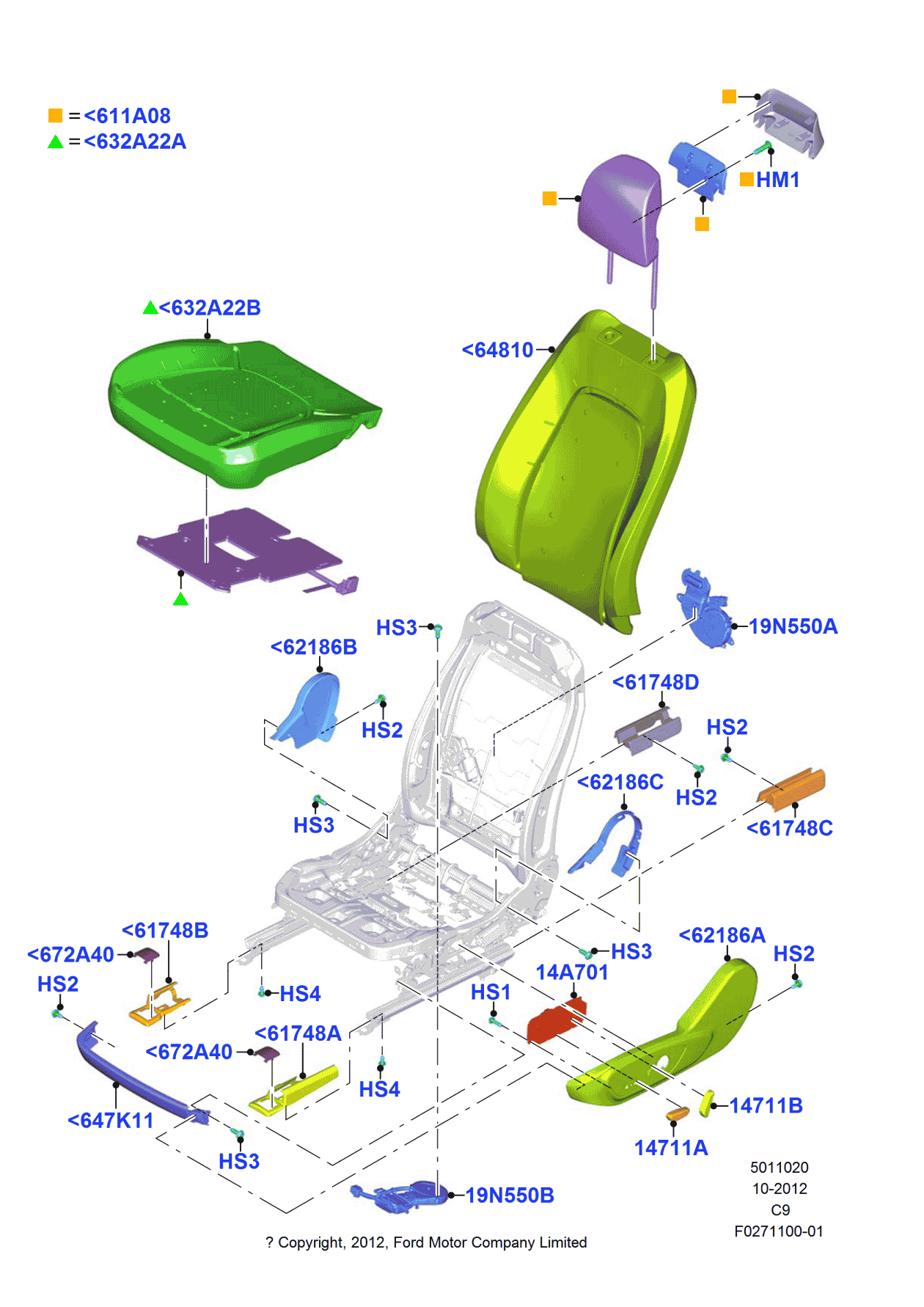 Ford DP5Z-96611A08-BC Head Rest Assembly