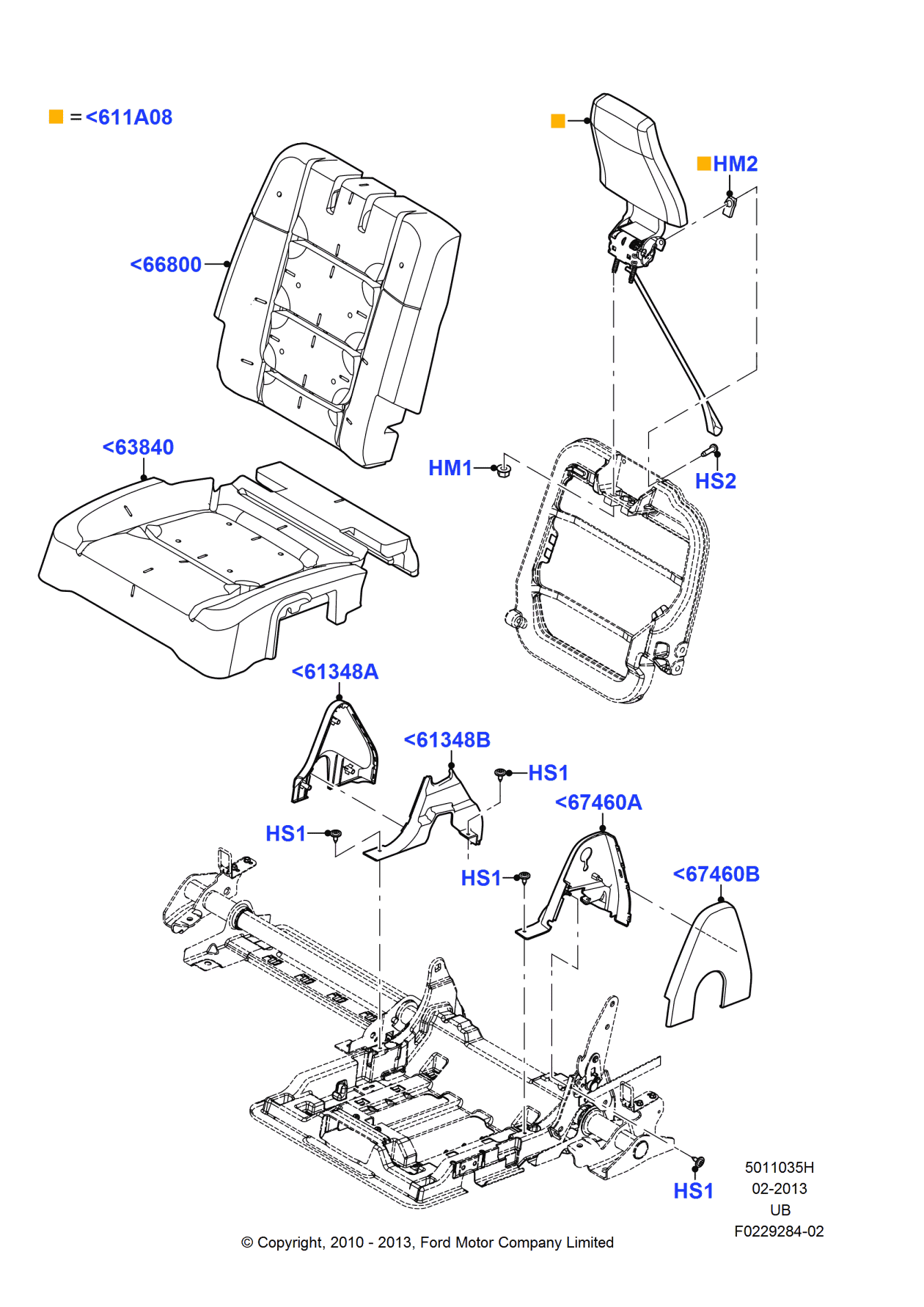 Ford BU5Z-96611A08-BB Head Rest Assembly