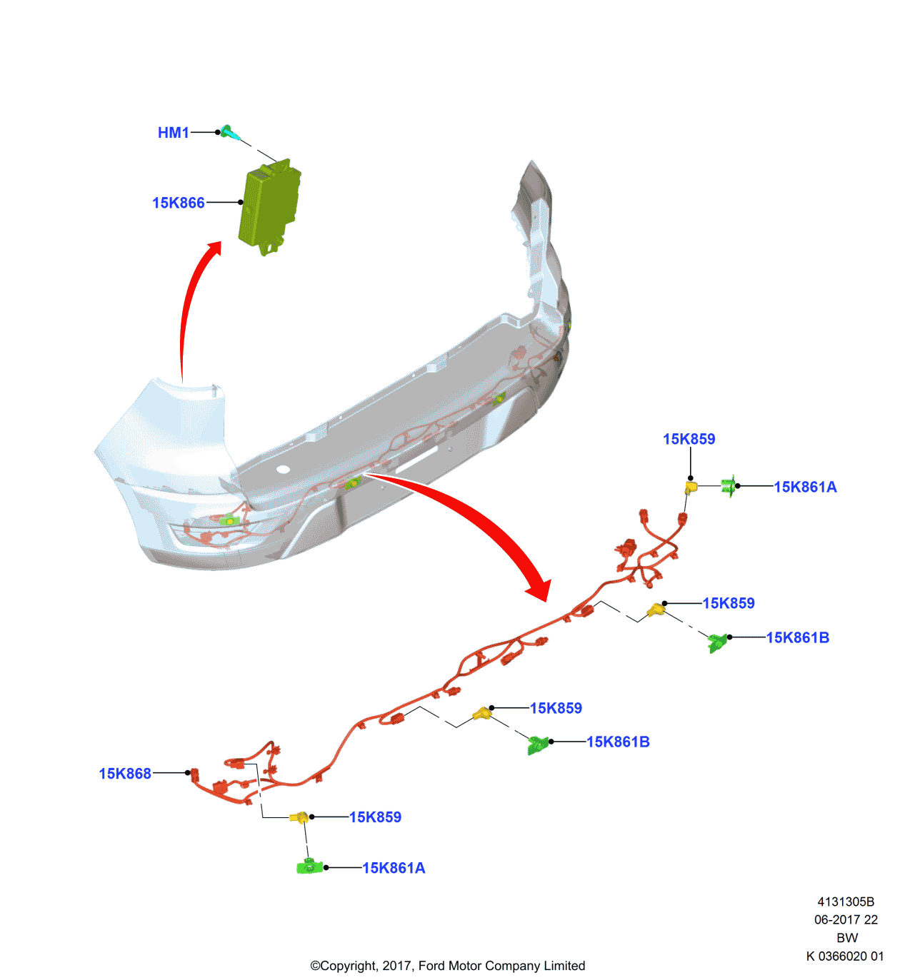 Ford GN1Z-15K868-BE Wire - Parking Distance Aid Sensor