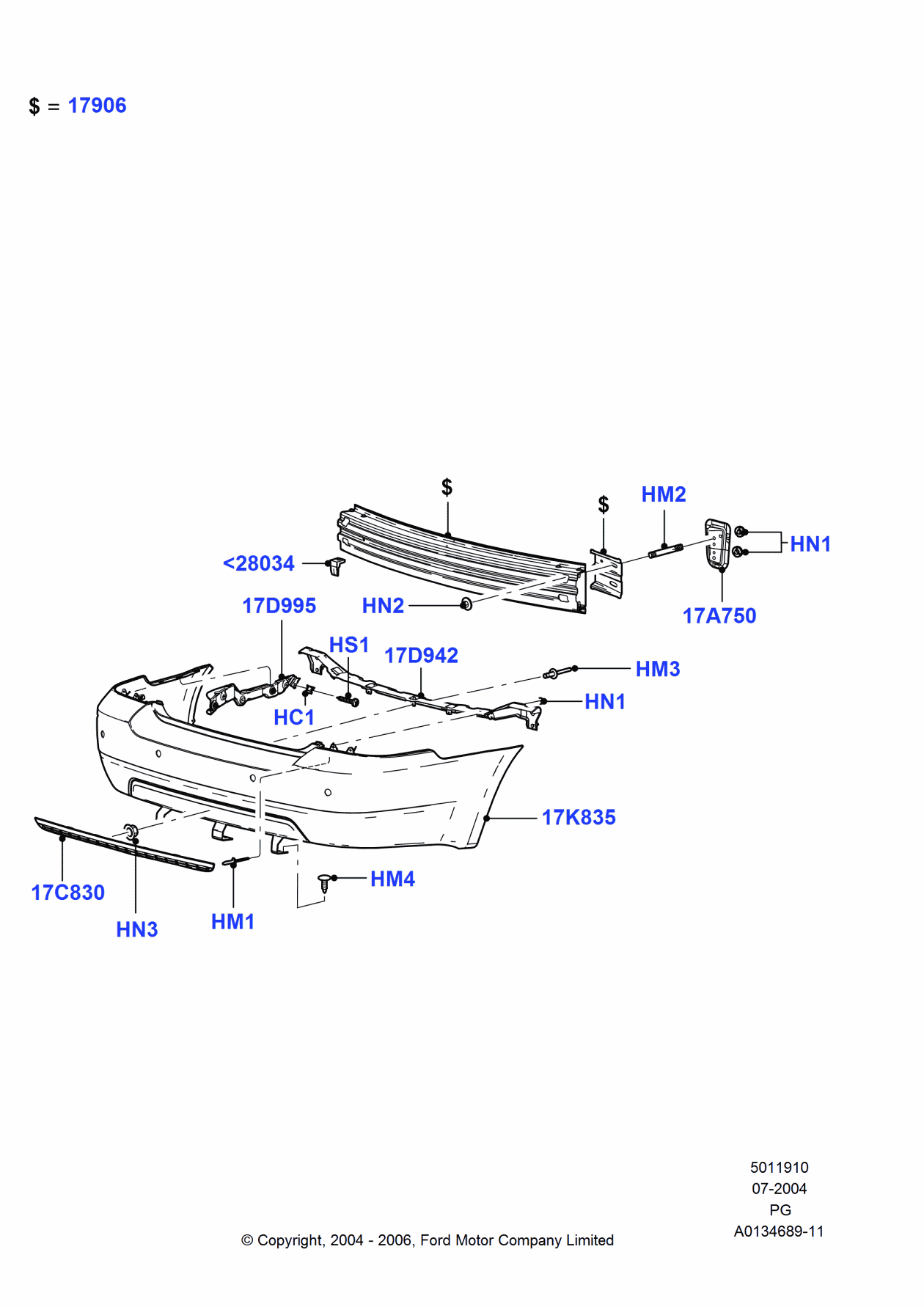Ford 6G1Z-6328034-A Isolator Assembly - Bumper Bar