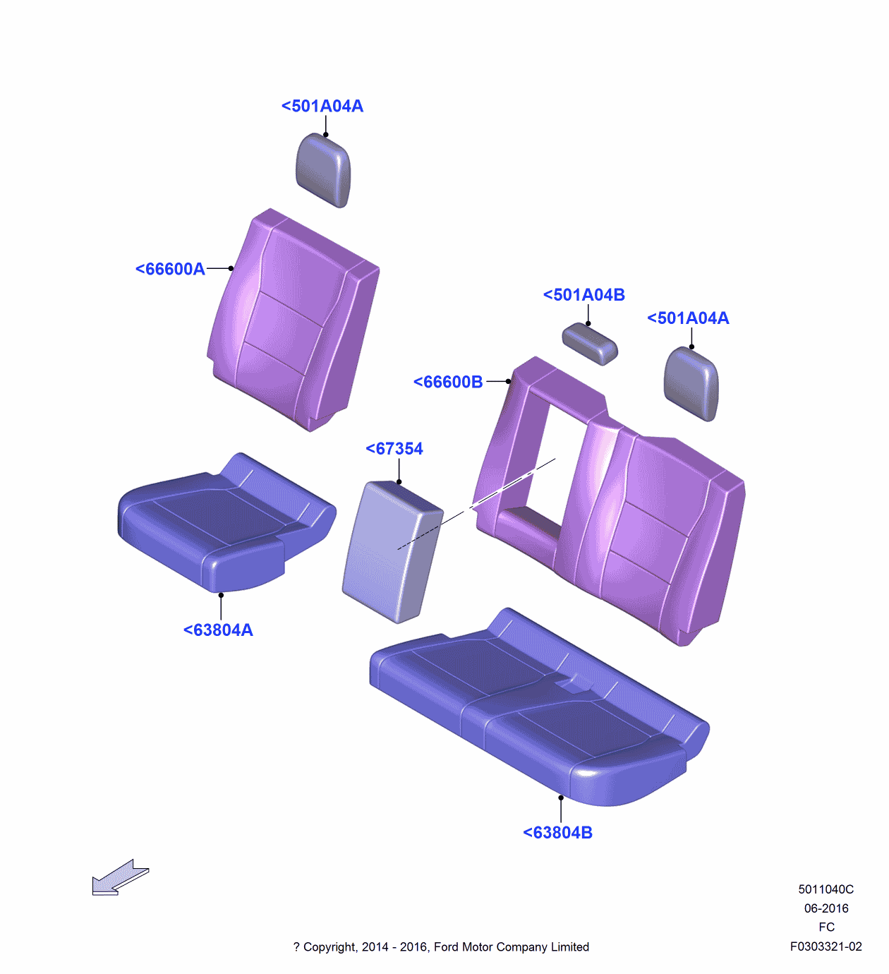 Ford JL3Z-18501A04-LB Cover Assembly - Rear Seat Headrest, Passenger Side