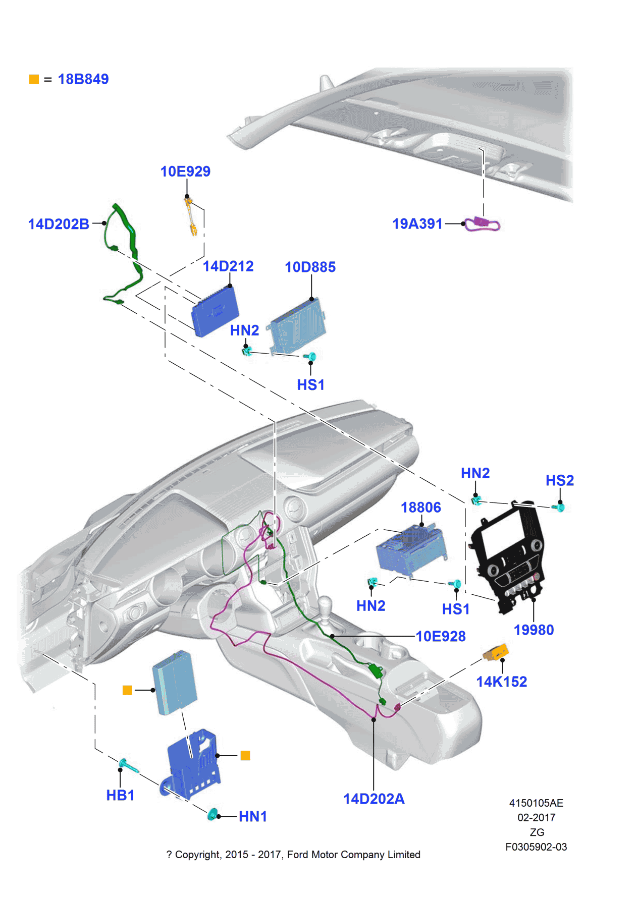 Ford GR3Z-10E928-A Splitter - Navigation Fm Antenna