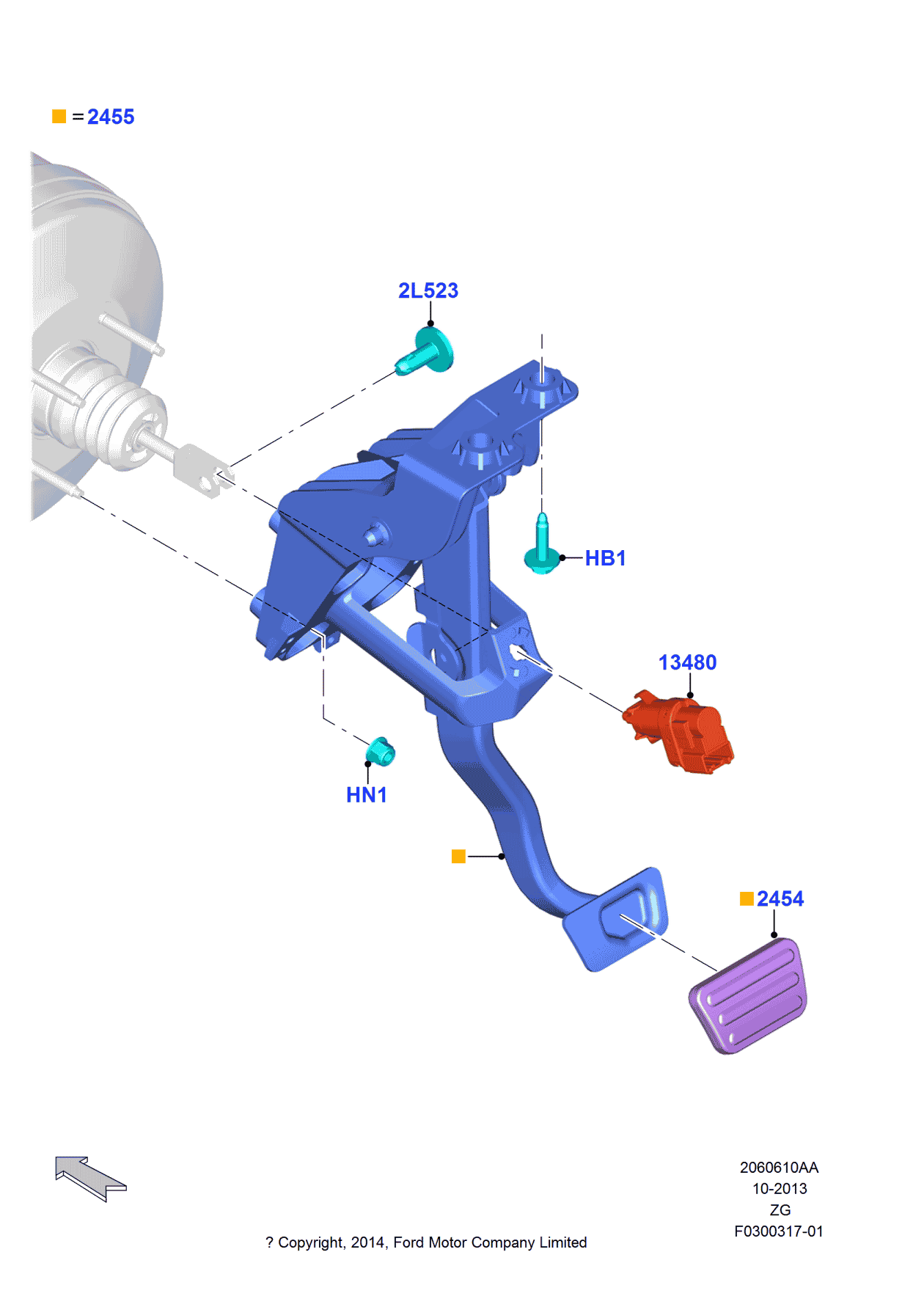 Ford FR3Z-2455-C Pedal And Bracket Assembly