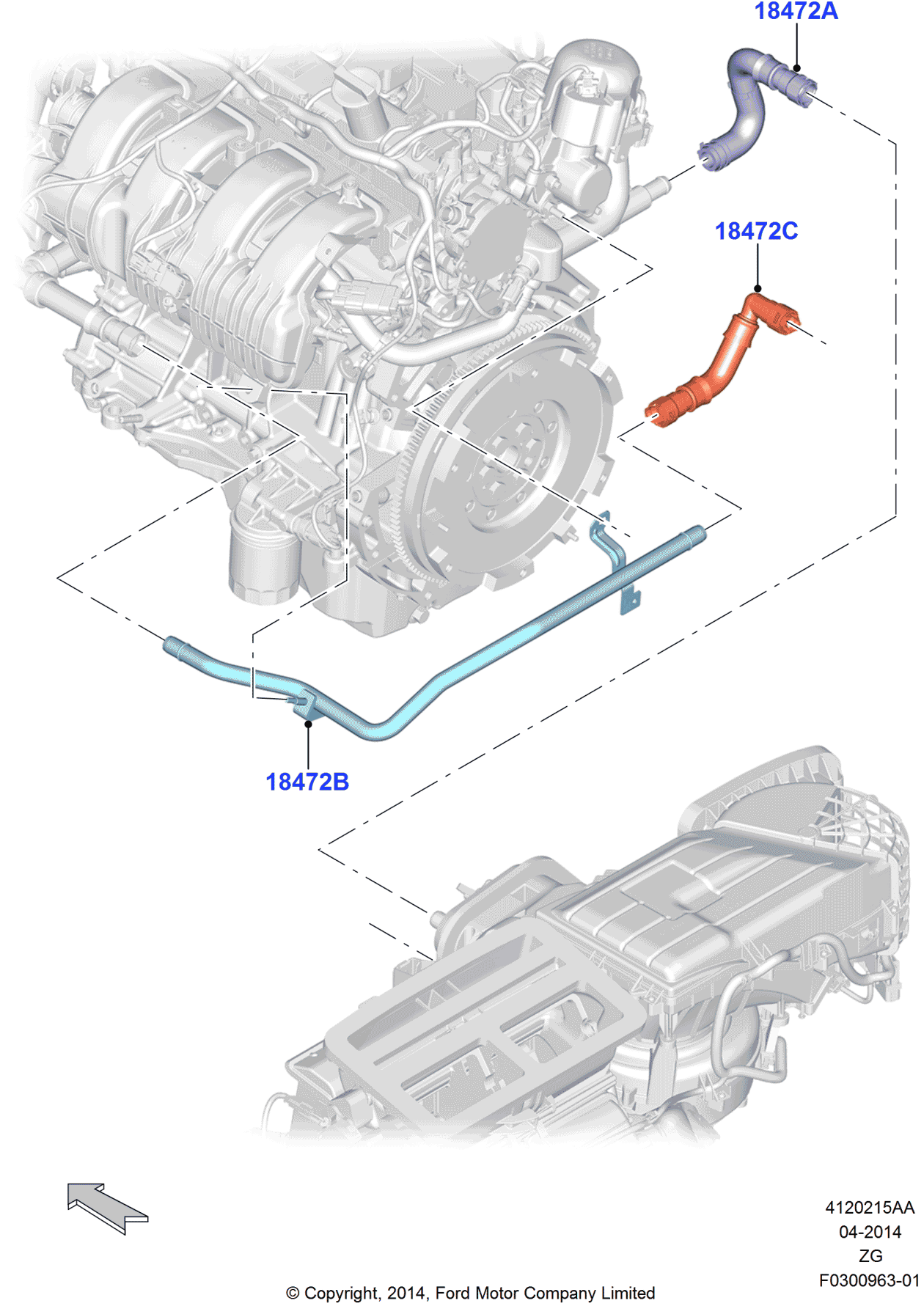 Ford FR3Z-18472-J Hose - Heater Water