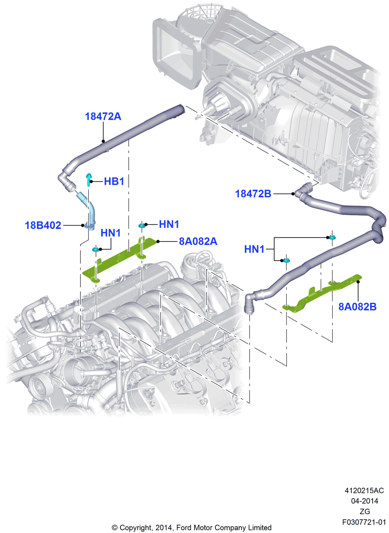 Ford JR3Z-18472-A Hose - Heater Water
