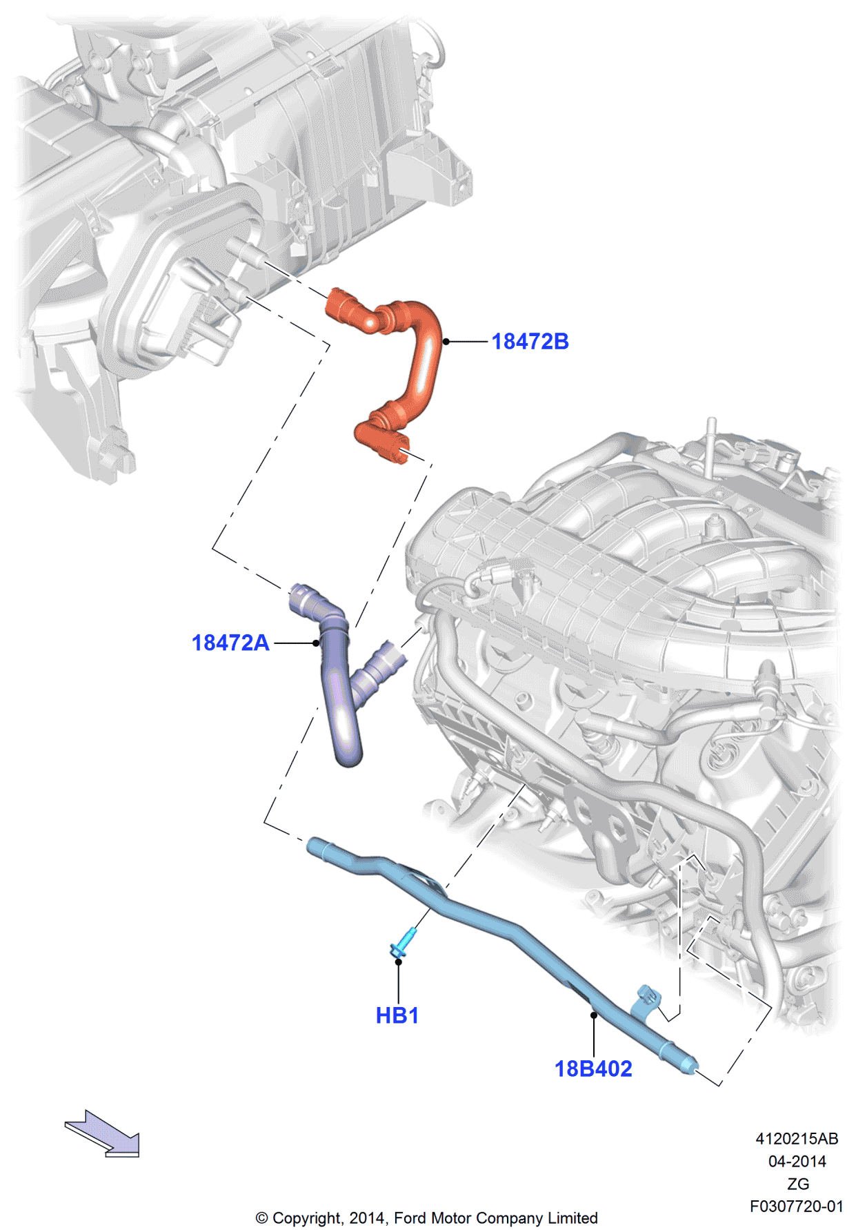 Ford FR3Z-18472-G Hose And Tube Assembly - Heater Outlet