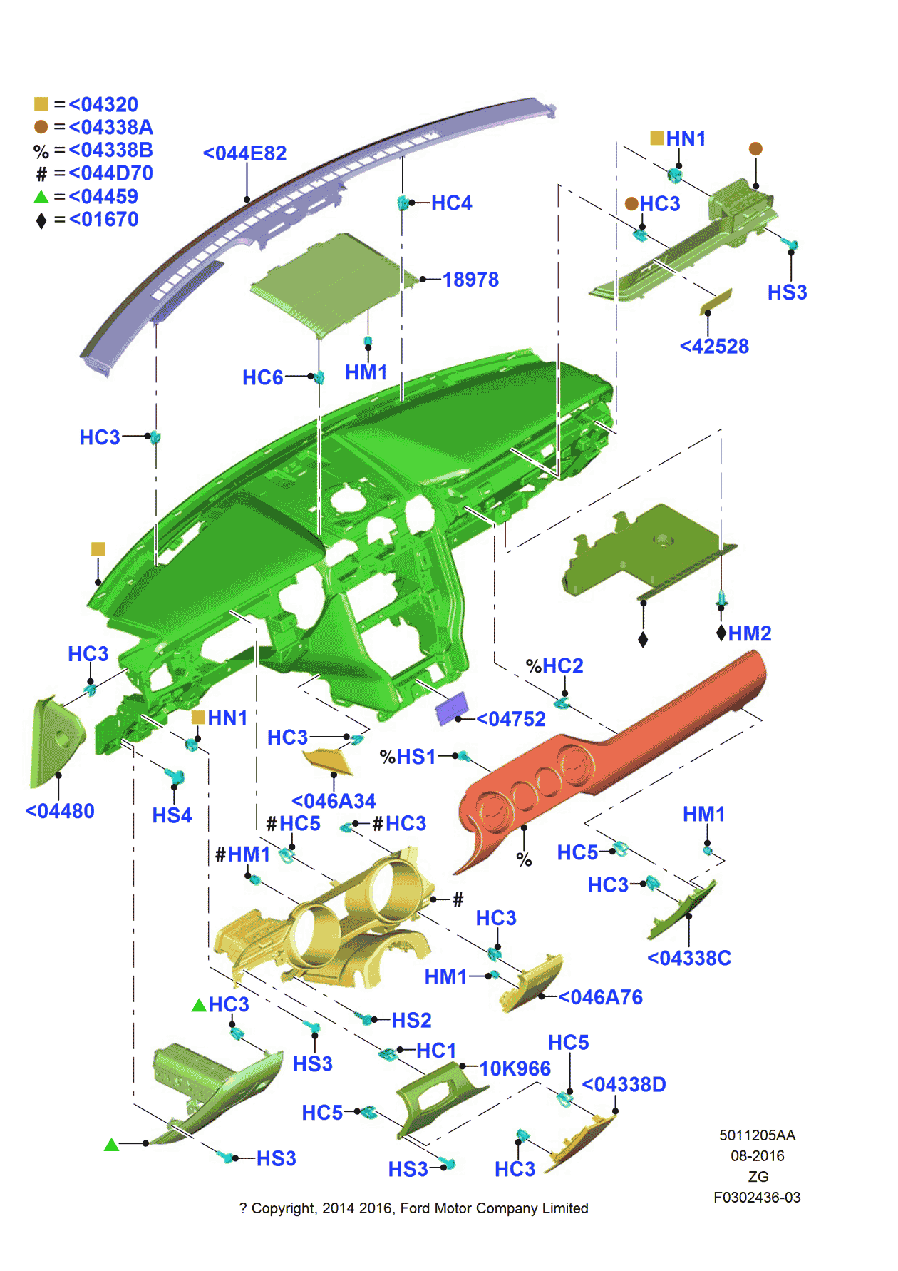 Ford FR3Z-6304338-BB Panel - Instrument