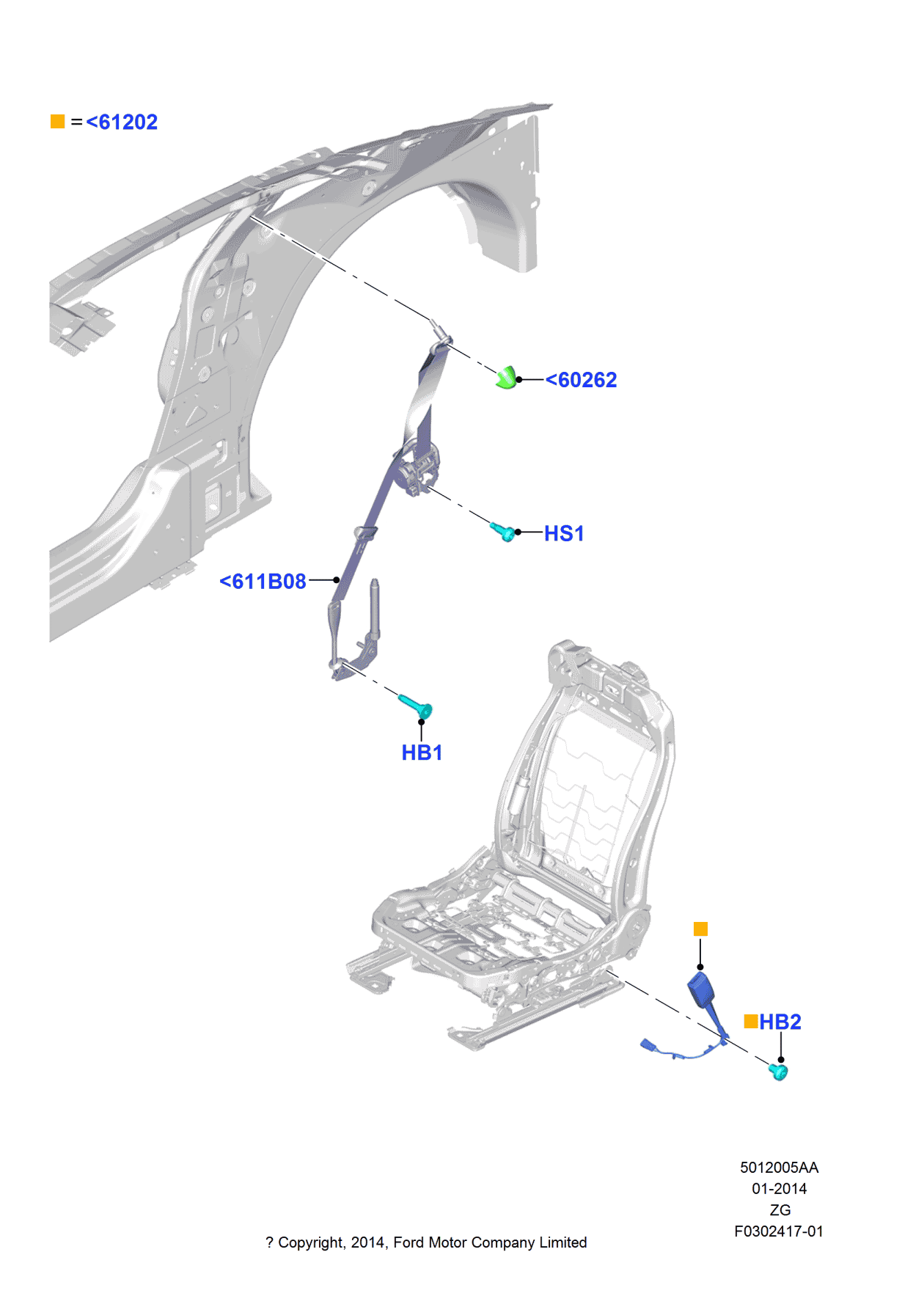 Ford FR3Z-63611B09-BB Pretensioner - Seat Belt Retractor, Driver Side