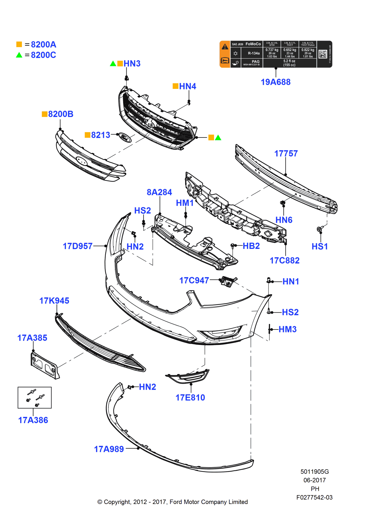 Ford DG1Z-8200-BCP Grille - Radiator