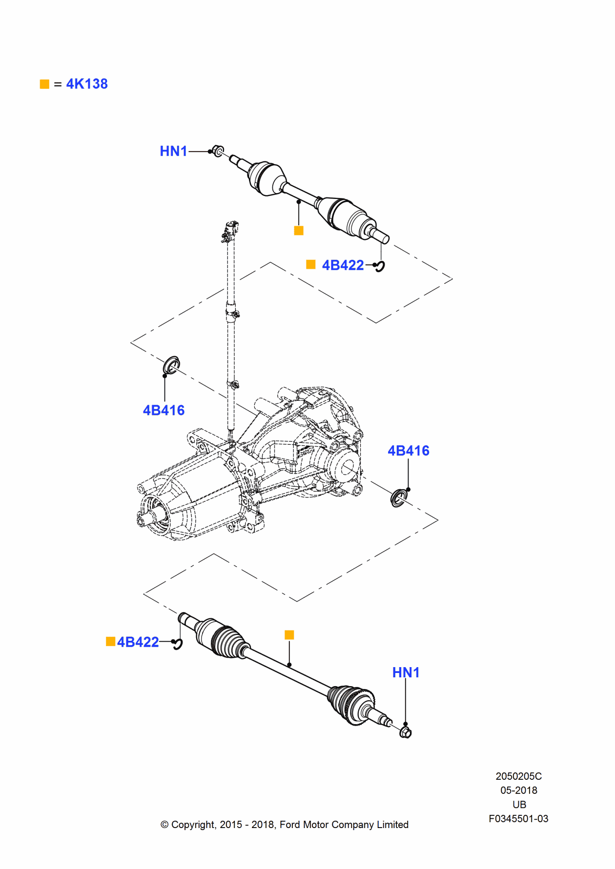 Ford BB5Z-4K139-C Shaft Assembly - Rear Axle, Driver Side