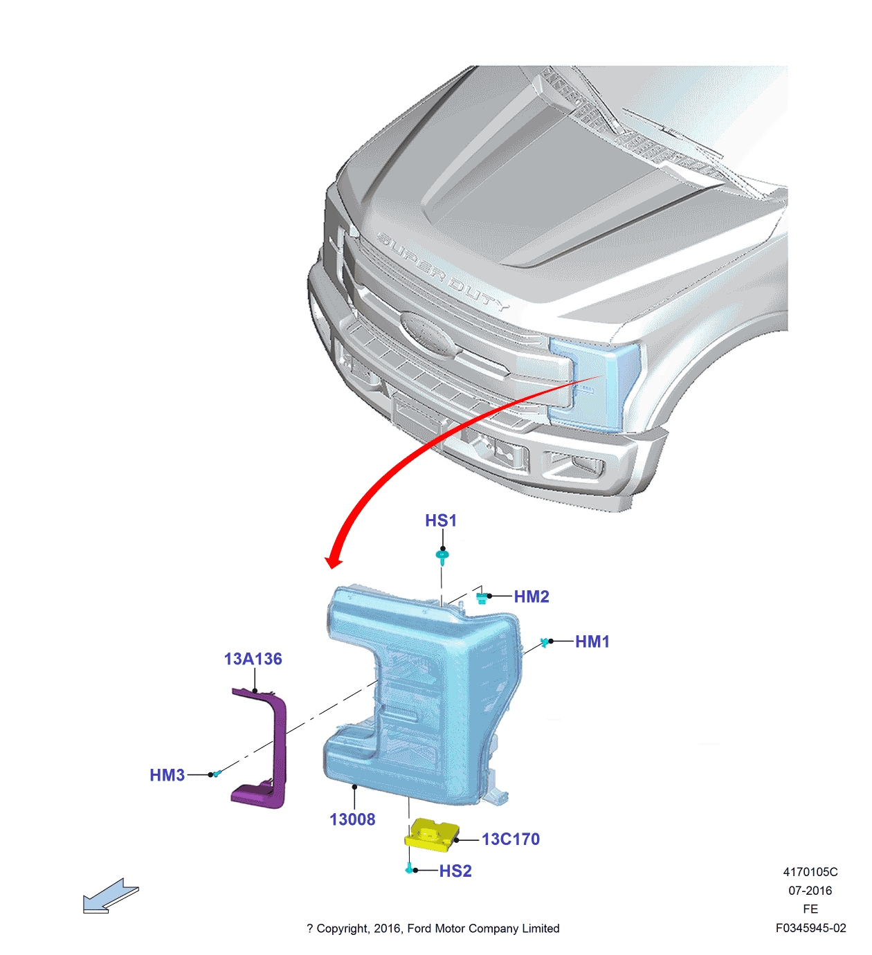 Ford HC3Z-13008-CCP Lamp Assembly, Passenger Side