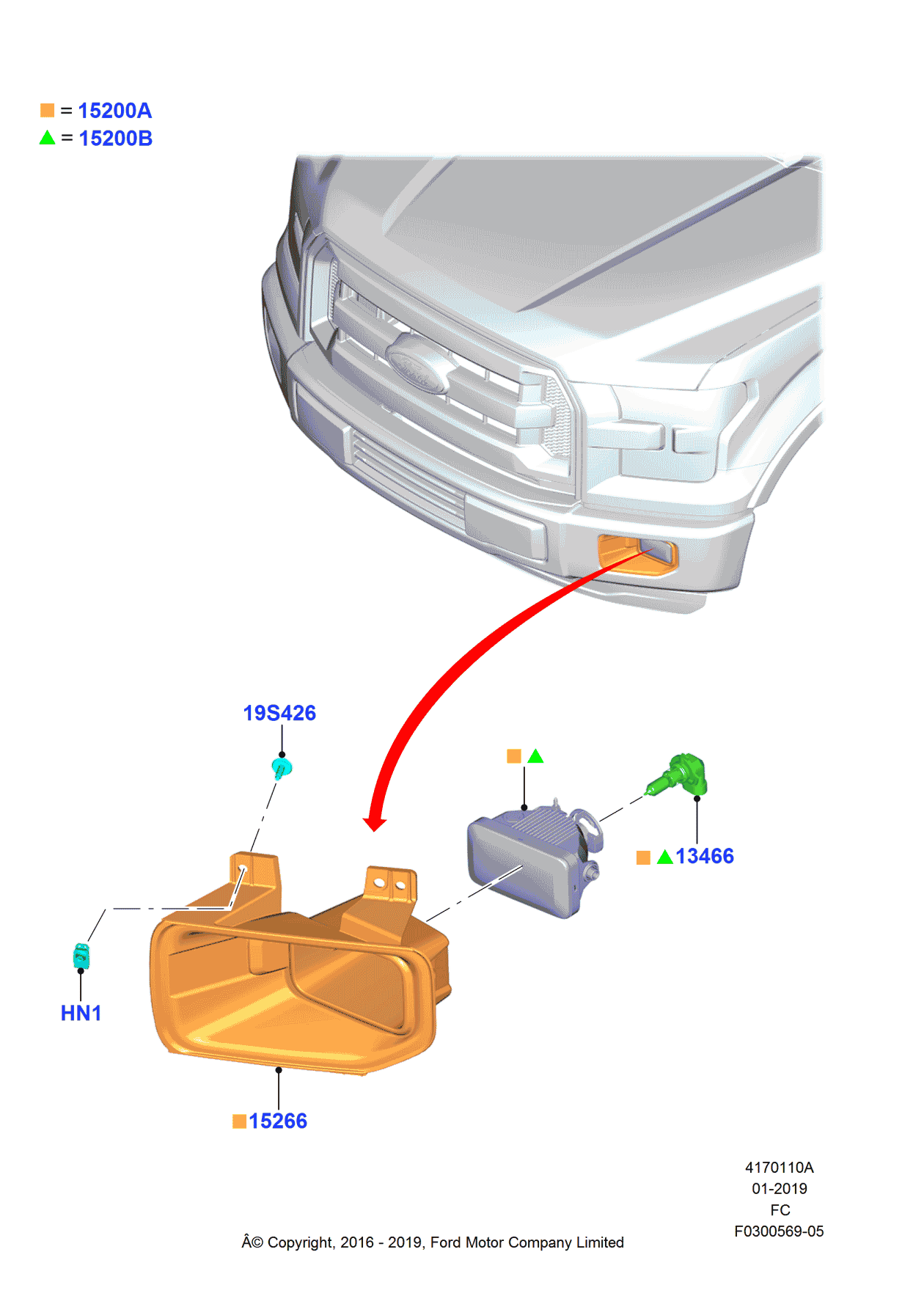 Ford FL3Z-15266-BCP Bracket - Fog Lamp, Driver Side