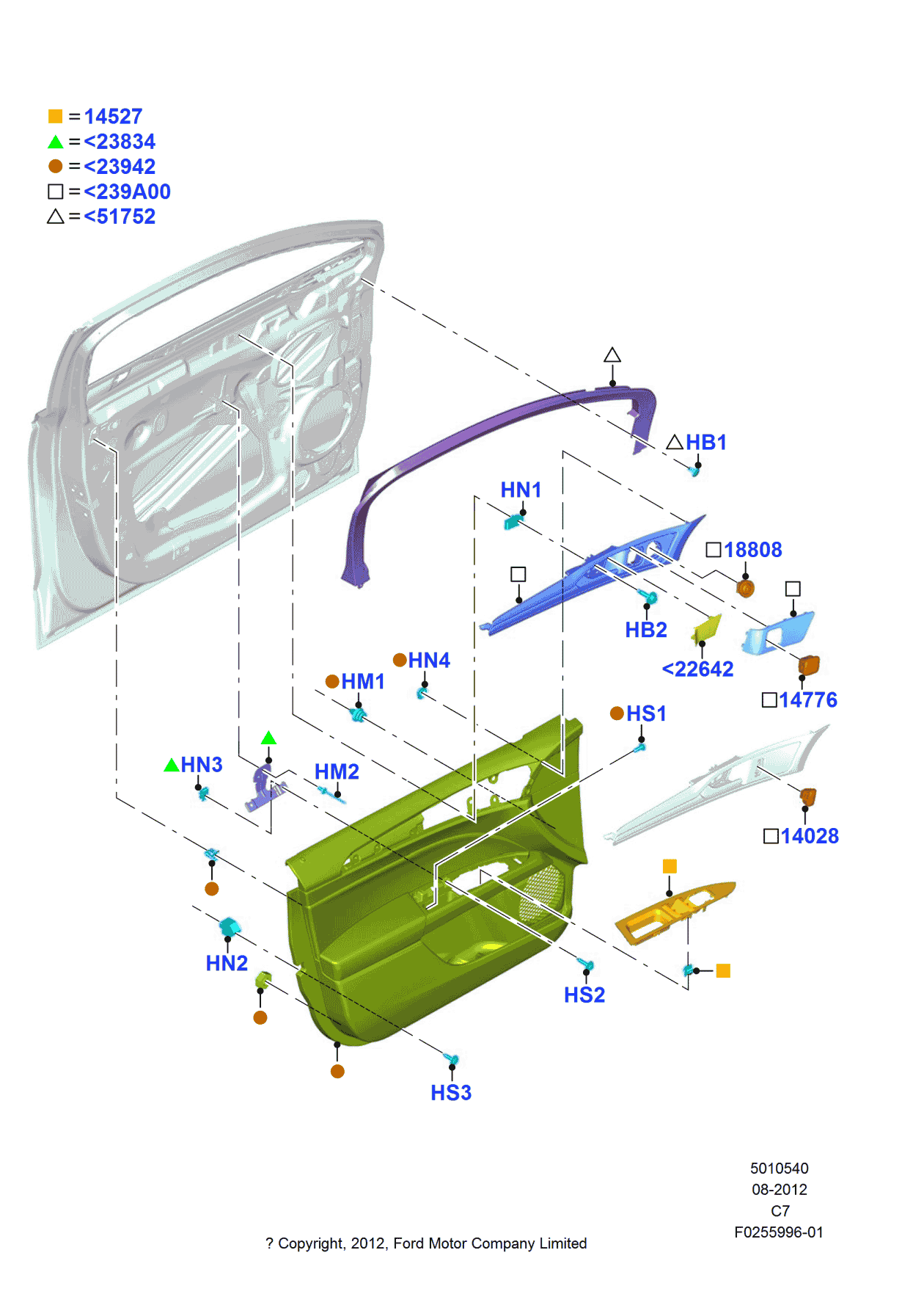 Ford FS7Z-5423943-DB Trim Assembly - Front Door, Driver Side