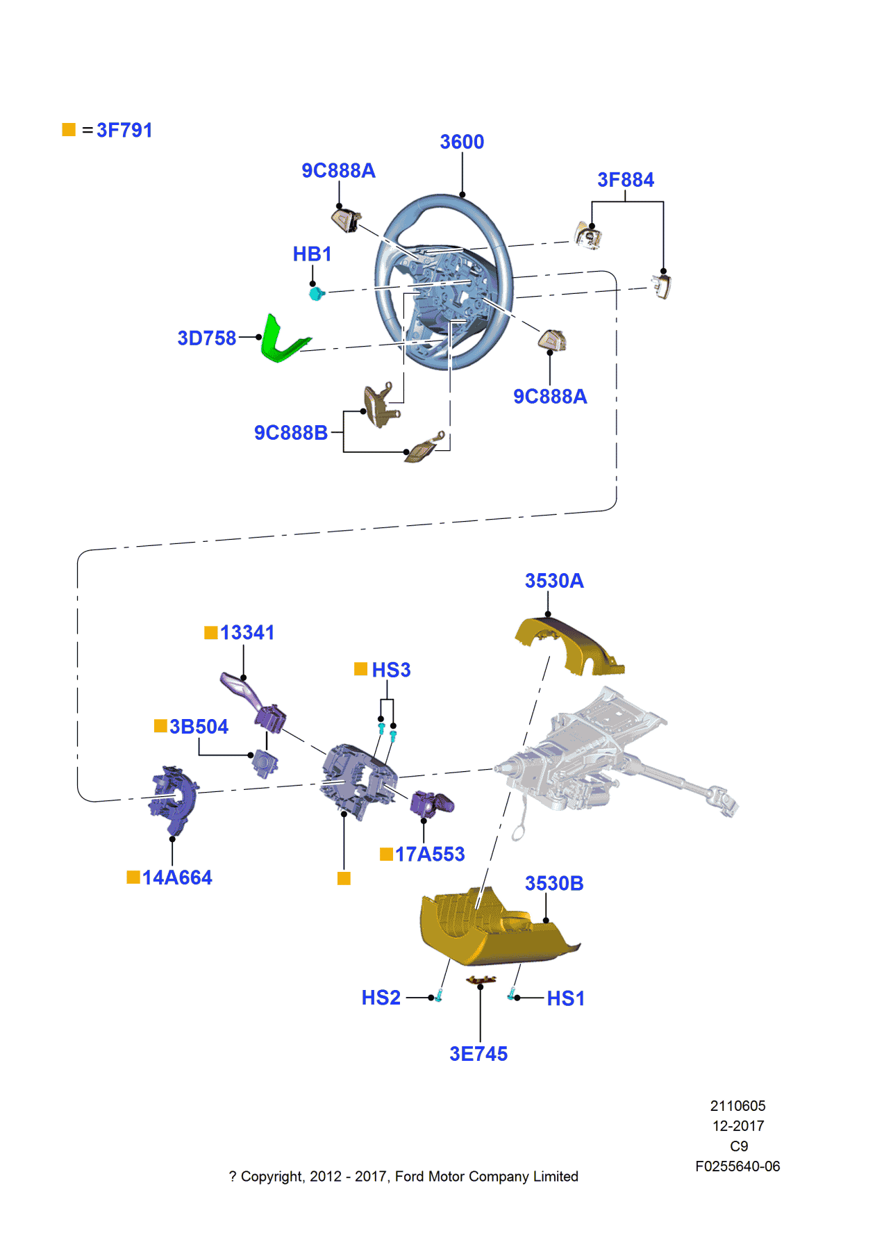 Ford EG9Z-3F791-EB Housing Assembly - Steering Column